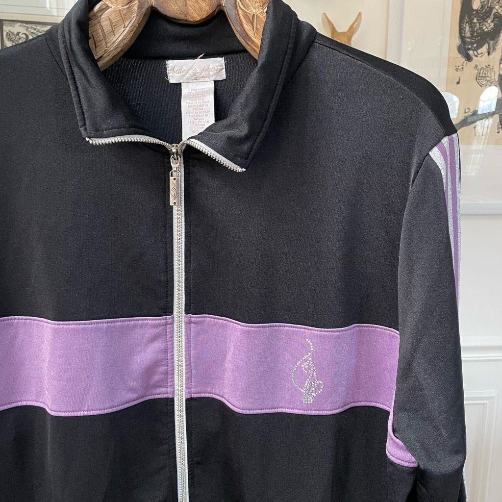Other Y2K Baby Phat Track Jacket Bling Cat Black Purple Silver Met Size 3XL / US 20-22 - 1 Thumbnail