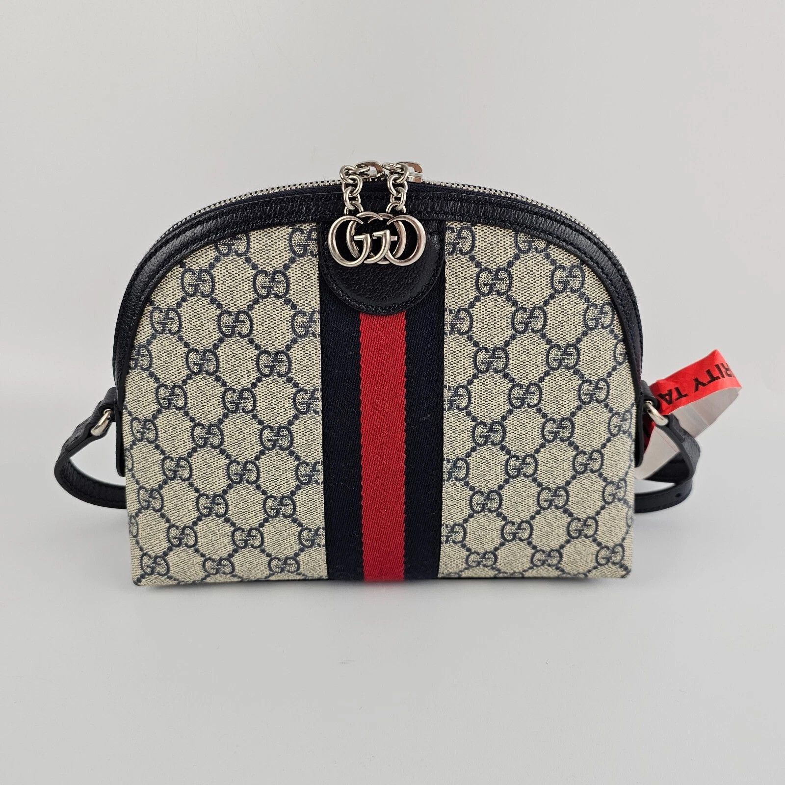 GUCCI Ophidia Small Beige/Blue GG Canvas Shoulder Bag