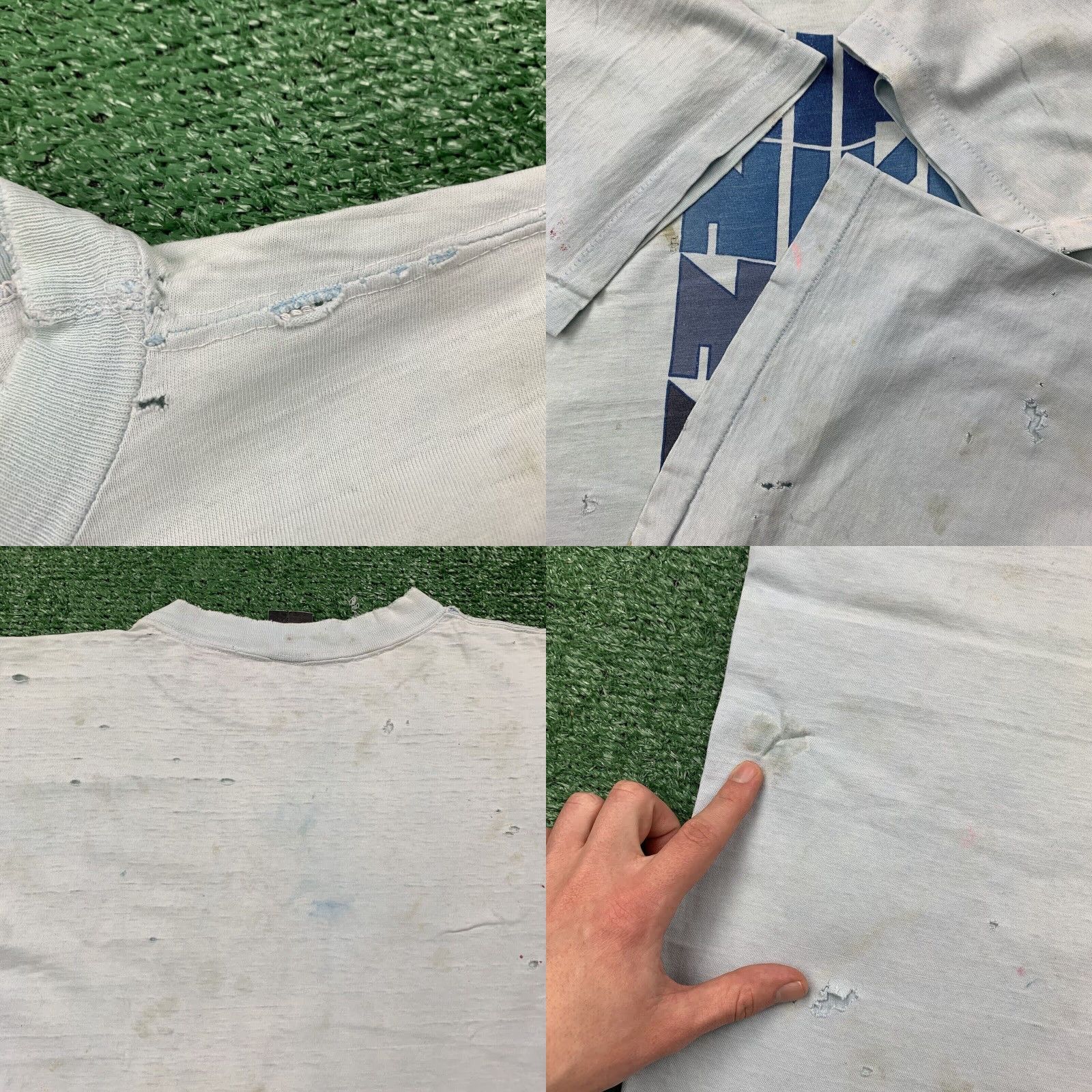Nike VINTAGE Nike Graphic Tee Unisex L Blue USA 90s Distressed Original Size US L / EU 52-54 / 3 - 8 Thumbnail