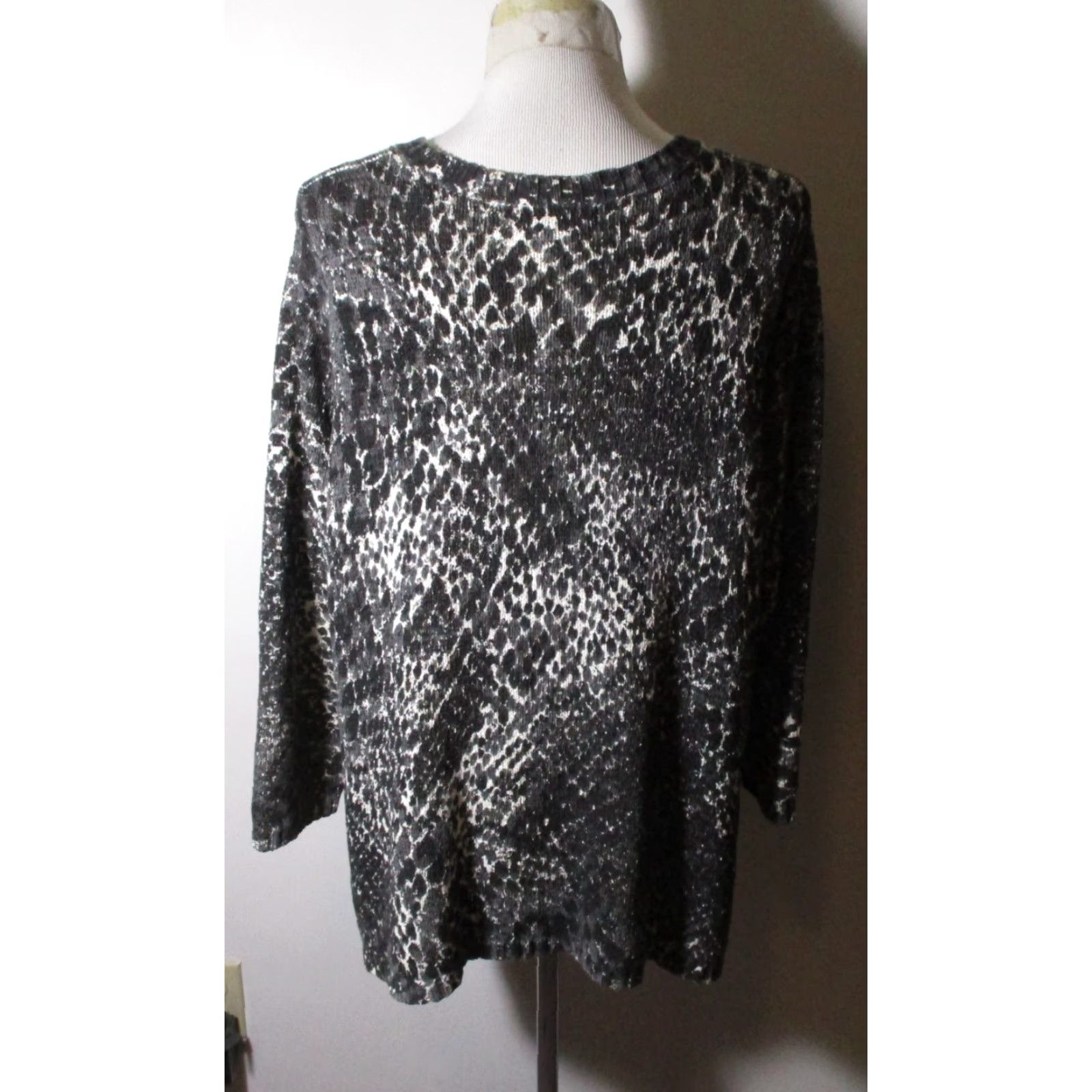 Vintage A. GIANETTI Gray Black Heavy Cardigan Sweater 3X Plus Womens 3/4 Sleeve Knit Cotton Blend Fall Winter All Seasons Cardigan Size XXL / US 16-18 / IT 52-54 - 5 Thumbnail