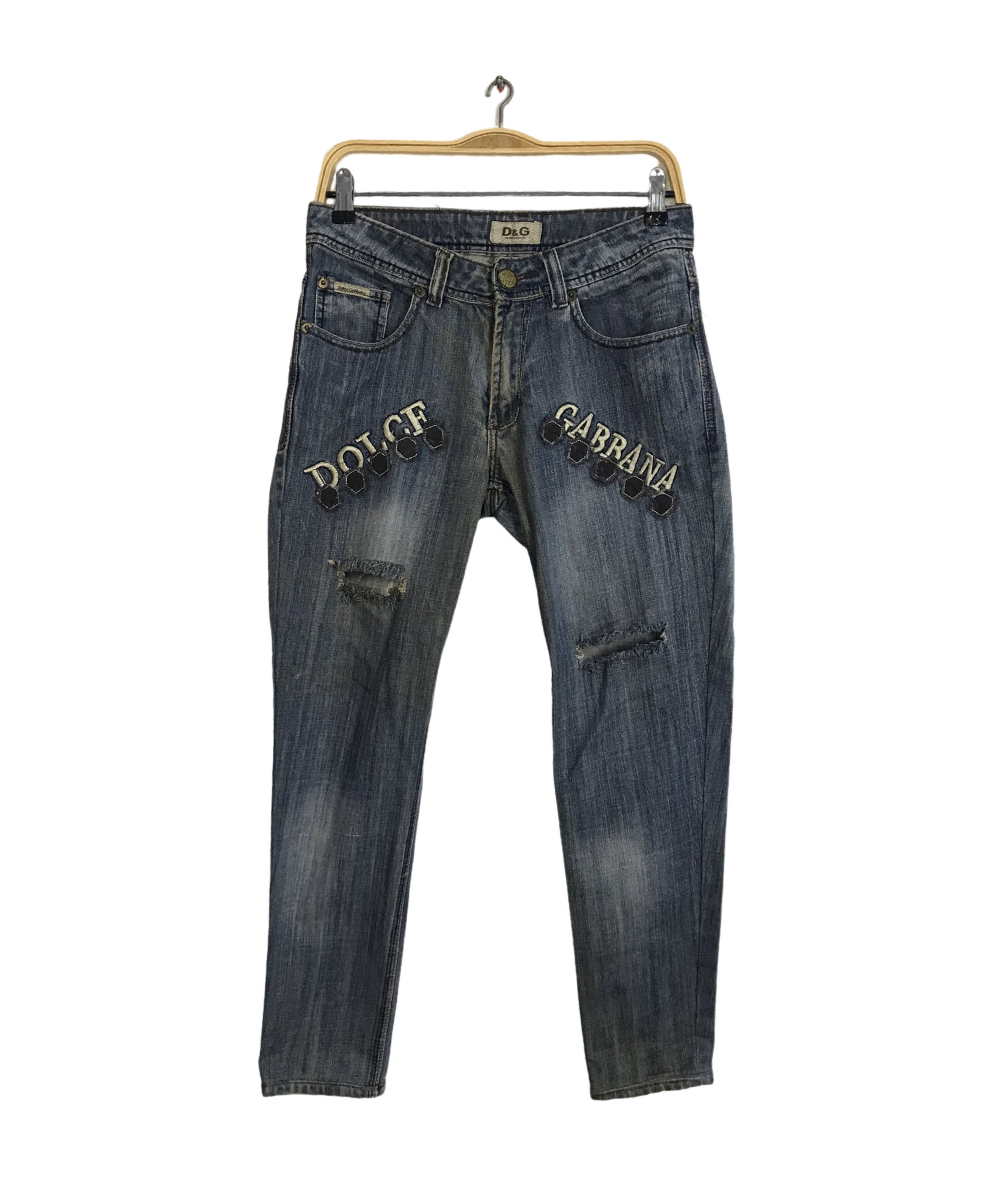 Designer Dolce & Gabbana Italy Denim Pant Embroidery Logo Plaque Size US 29 - 1 Thumbnail