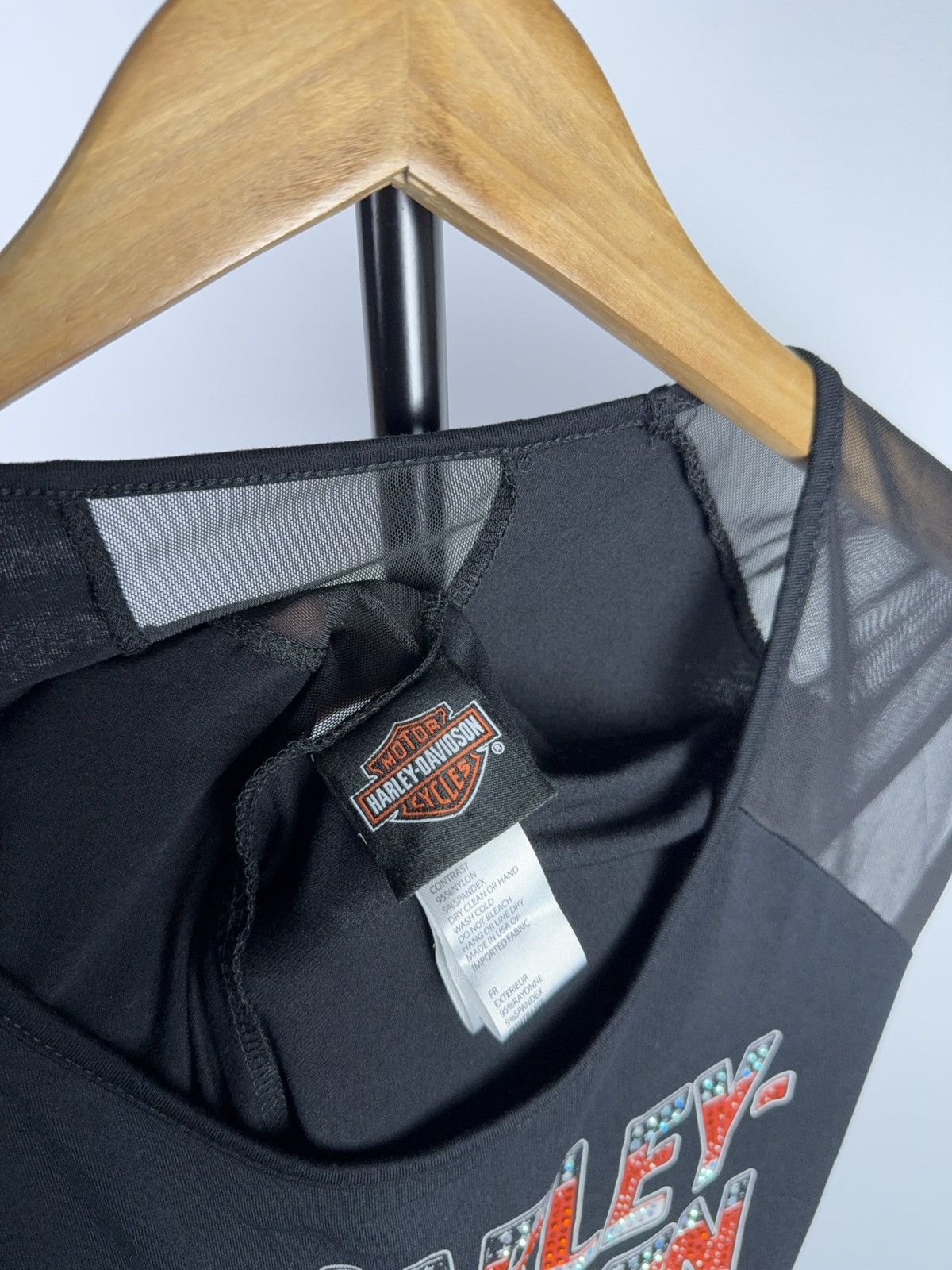 Harley Davidson Harley Davidson Moto Biker Rhinestone Mesh Y2K Tank Top Size XL / US 12-14 / IT 48-50 - 6 Thumbnail