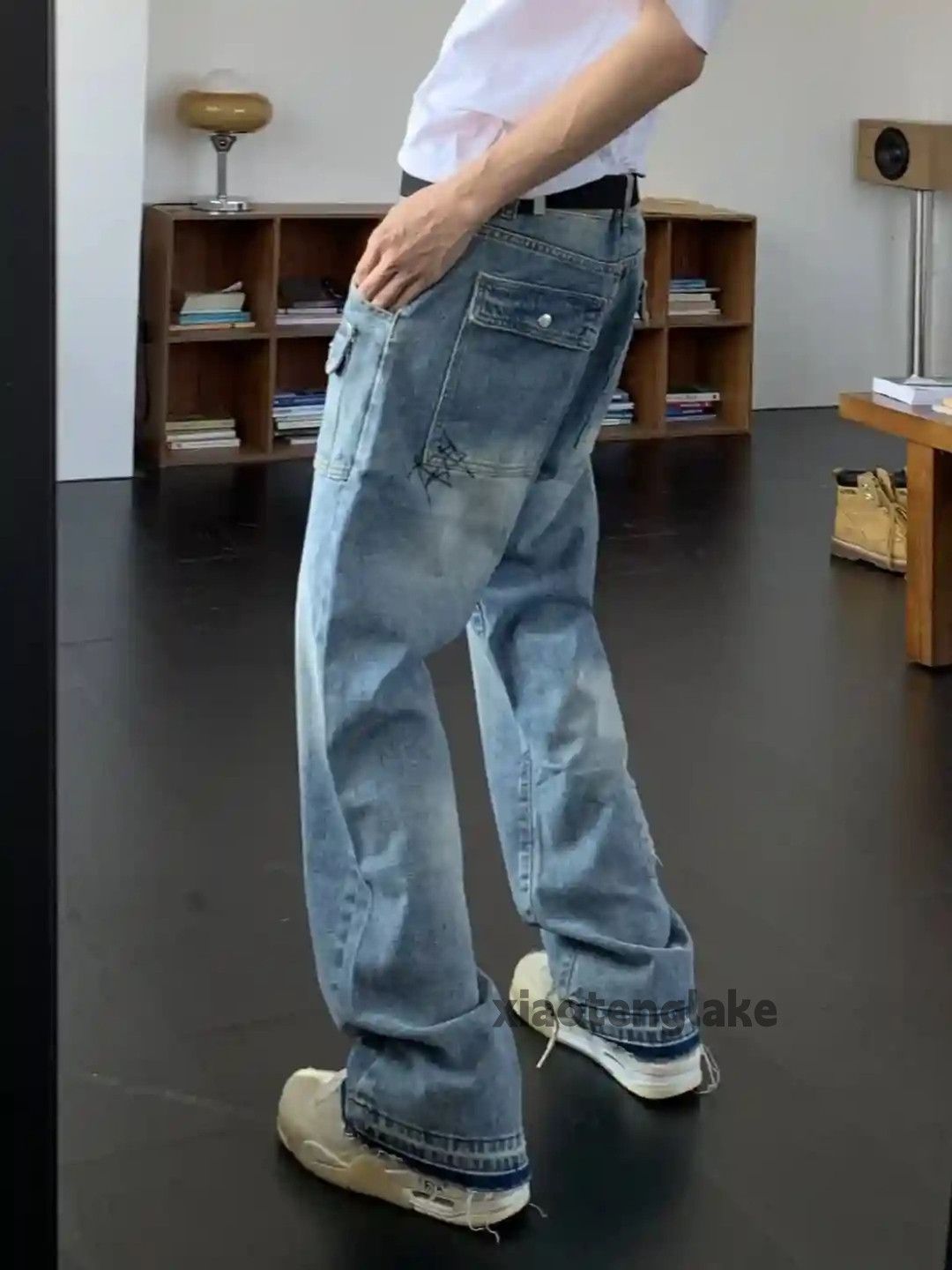 Jean × Vintage washed faded flared cargo skate hiphop jeans Size US 32 / EU 48 - 2 Thumbnail