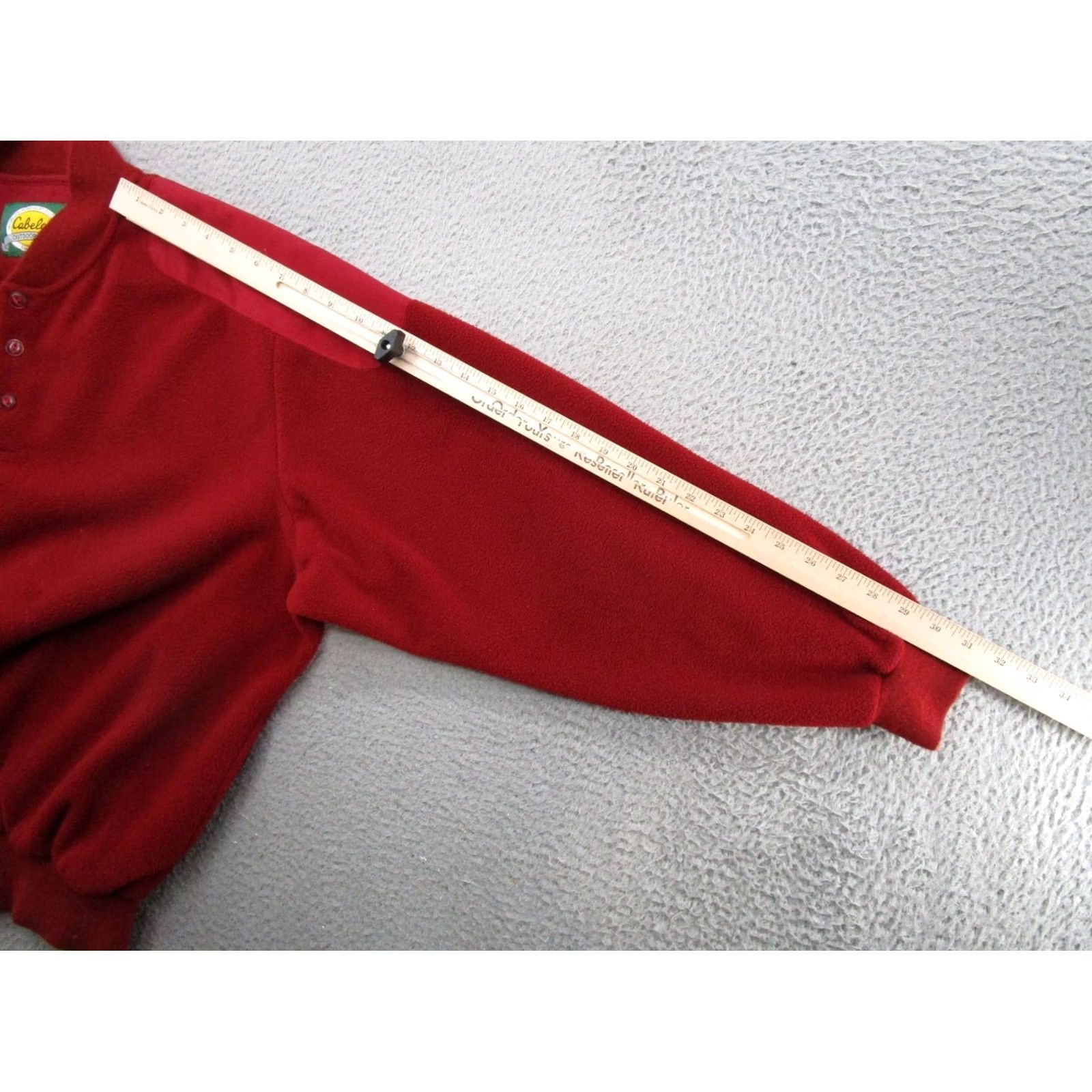 Vintage Cabela's Red Henley Lined Sweater Jacket Mid-Length XL Knit Zip Outer Shell Polyester Elbow Patch 90s Outdoor Mens Fashion Casual Workwear Size US XL / EU 56 / 4 - 7 Thumbnail