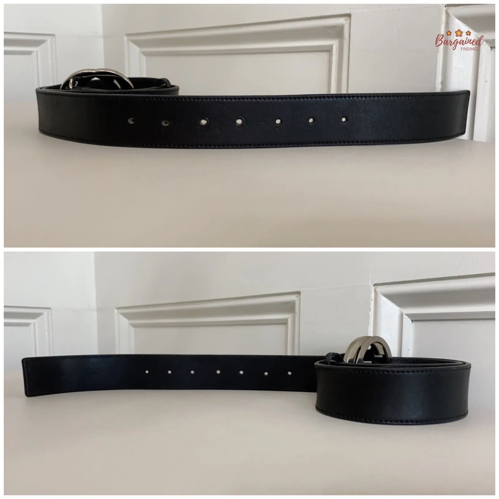 Gucci Gucci Calfskin Leather Silver Interlocking G Buckle Belt Size 34 - 3 Thumbnail