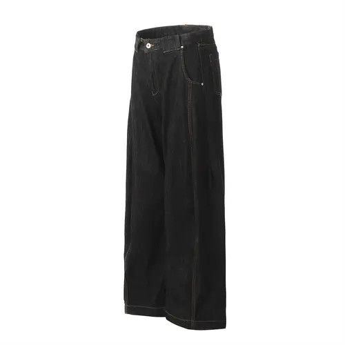 Japanese Brand × Jean Versatile loose wide-leg stitching casual scimitar jeans Size US 32 / EU 48 - 2 Thumbnail