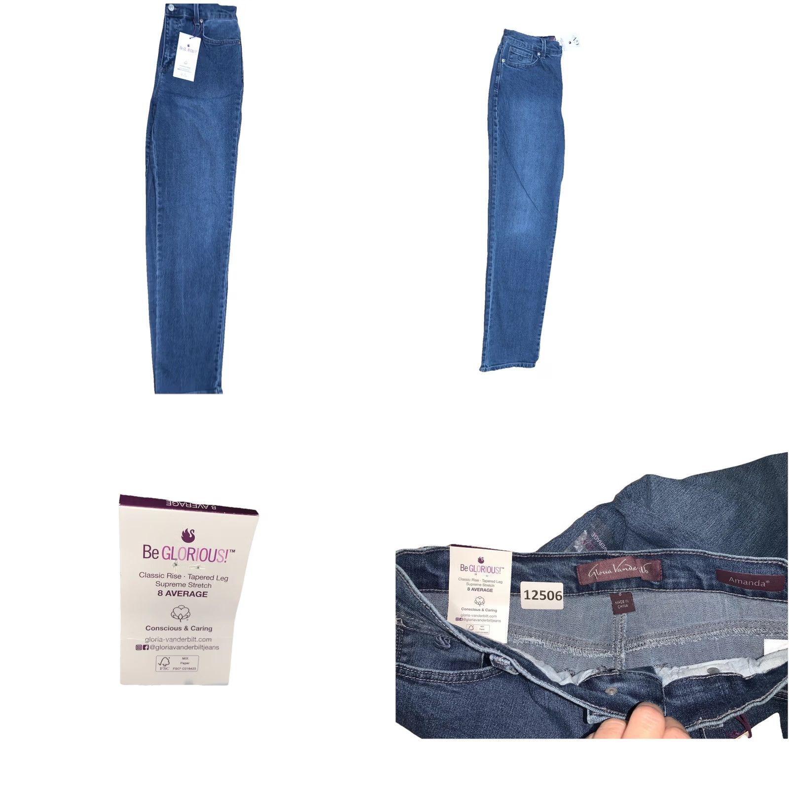 Gloria Vanderbilt Gloria Vanderbilt The Amanda Sliming Jean Womens Stretch Denim Tapered Sz 8 NWT Size 30" / US 8 / IT 44 - 8 Thumbnail