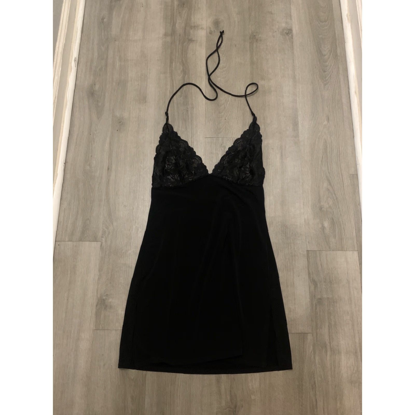 Victoria's Secret VICTORIA'S SECRET Black Sexy Neck Tie Sleep Dress Nightie Gown Shirt? (Wait) Size M / US 6-8 / IT 42-44 - 2 Thumbnail