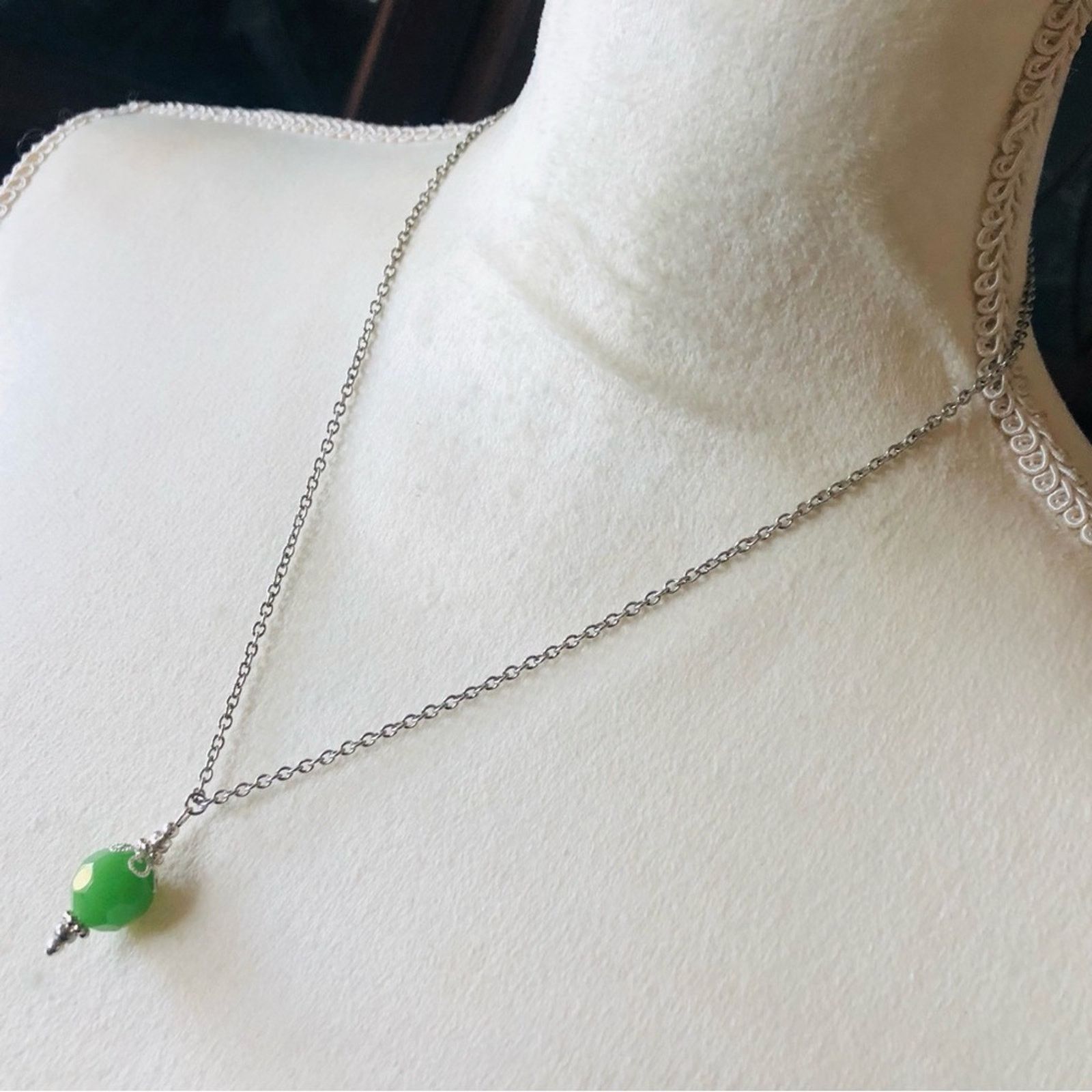 Handmade Hand crafted faceted green chalcedony cap necklace Size ONE SIZE - 5 Thumbnail