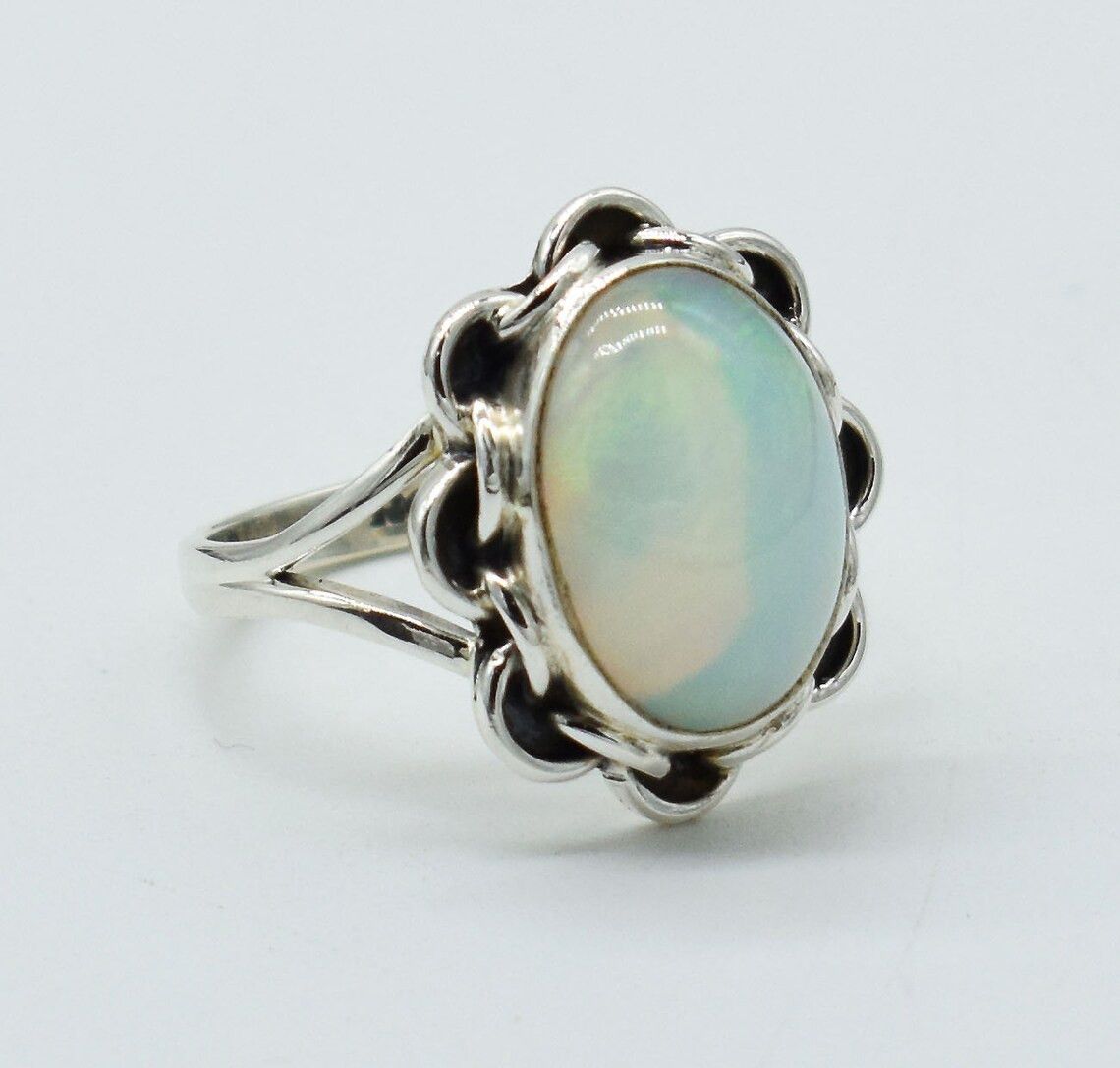 Handmade Natural Ethiopian Opal Ring Sterling Silver Jewelry Size ONE SIZE - 1 Thumbnail