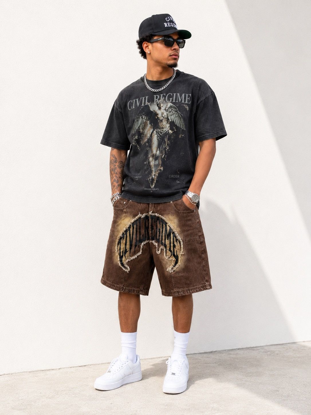 Civil Regime Civil Regime NWT RARE Brown Denim Shorts Logo Spellout Size US 32 / EU 48 - 2 Thumbnail