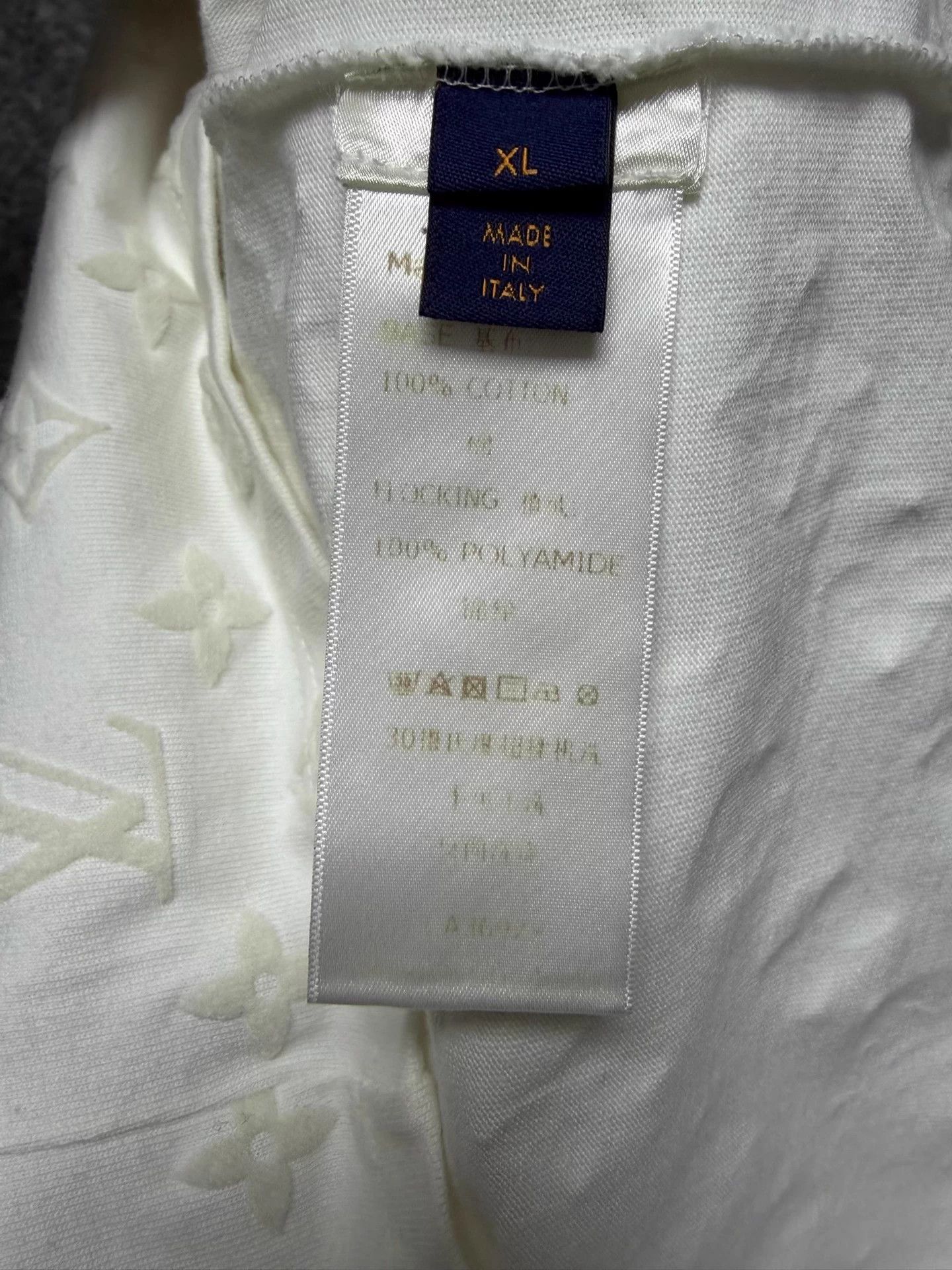 Louis Vuitton LV white flocked monogram short sleeve T-shirt XL Size US XL / EU 56 / 4 - 4 Thumbnail