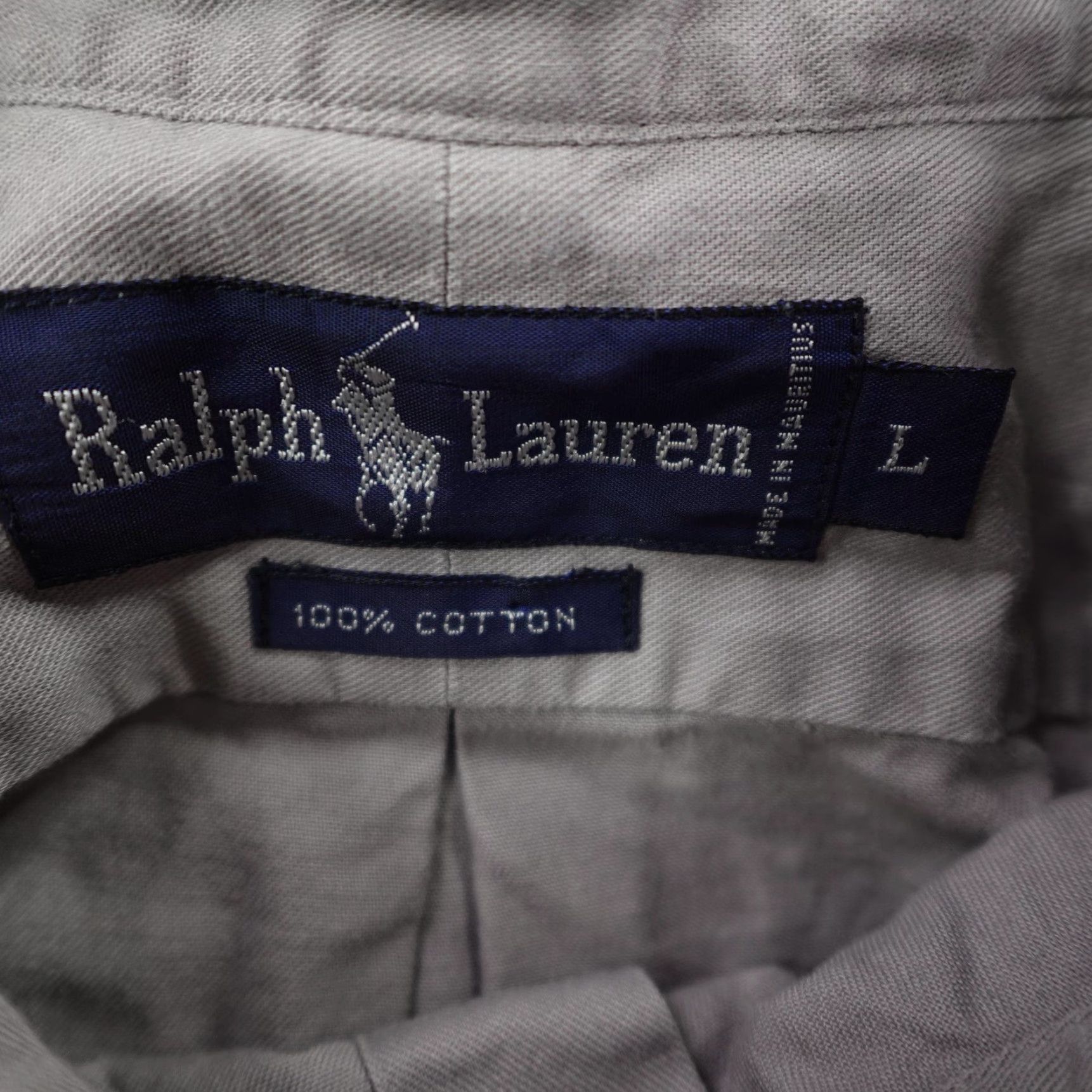 Ralph Lauren VINTAGE Ralph Lauren Shirt Men's Large Gray Twill Button-Up with Pony Logo 90s Size US L / EU 52-54 / 3 - 7 Thumbnail