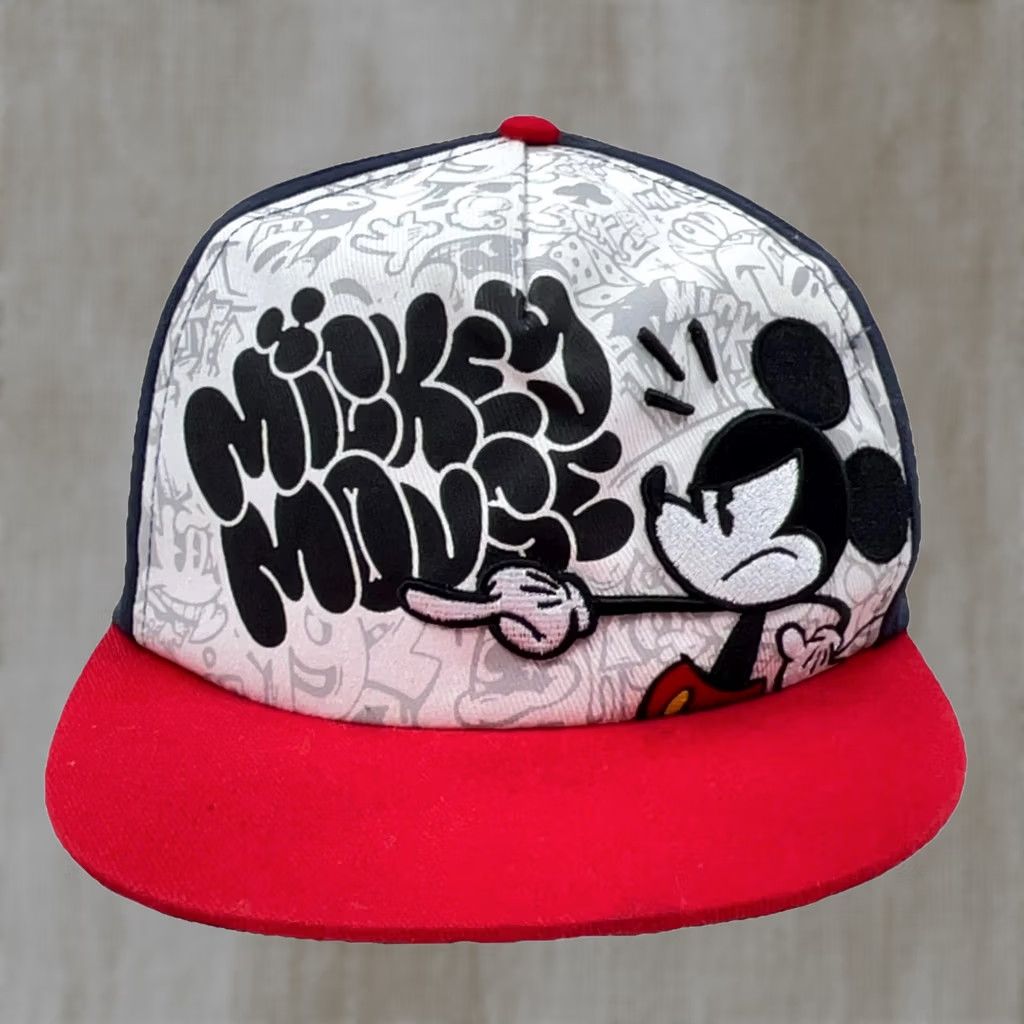 Disney Disney Mickey Mouse Hat Cap Snap Back Blue Red Graffiti Cartoon Skater Hip Hop Size ONE SIZE - 1 Thumbnail