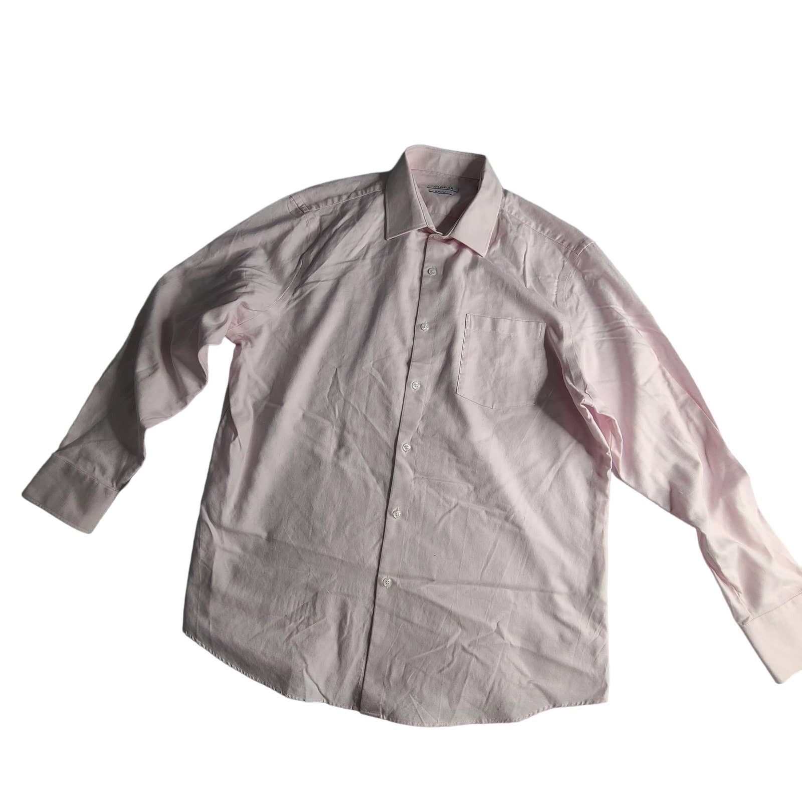 Haggar Haggar Slim Fit Light Pink Button Down Shirt 17-17 1/2 34/35 Size US M / EU 48-50 / 2 - 2 Thumbnail
