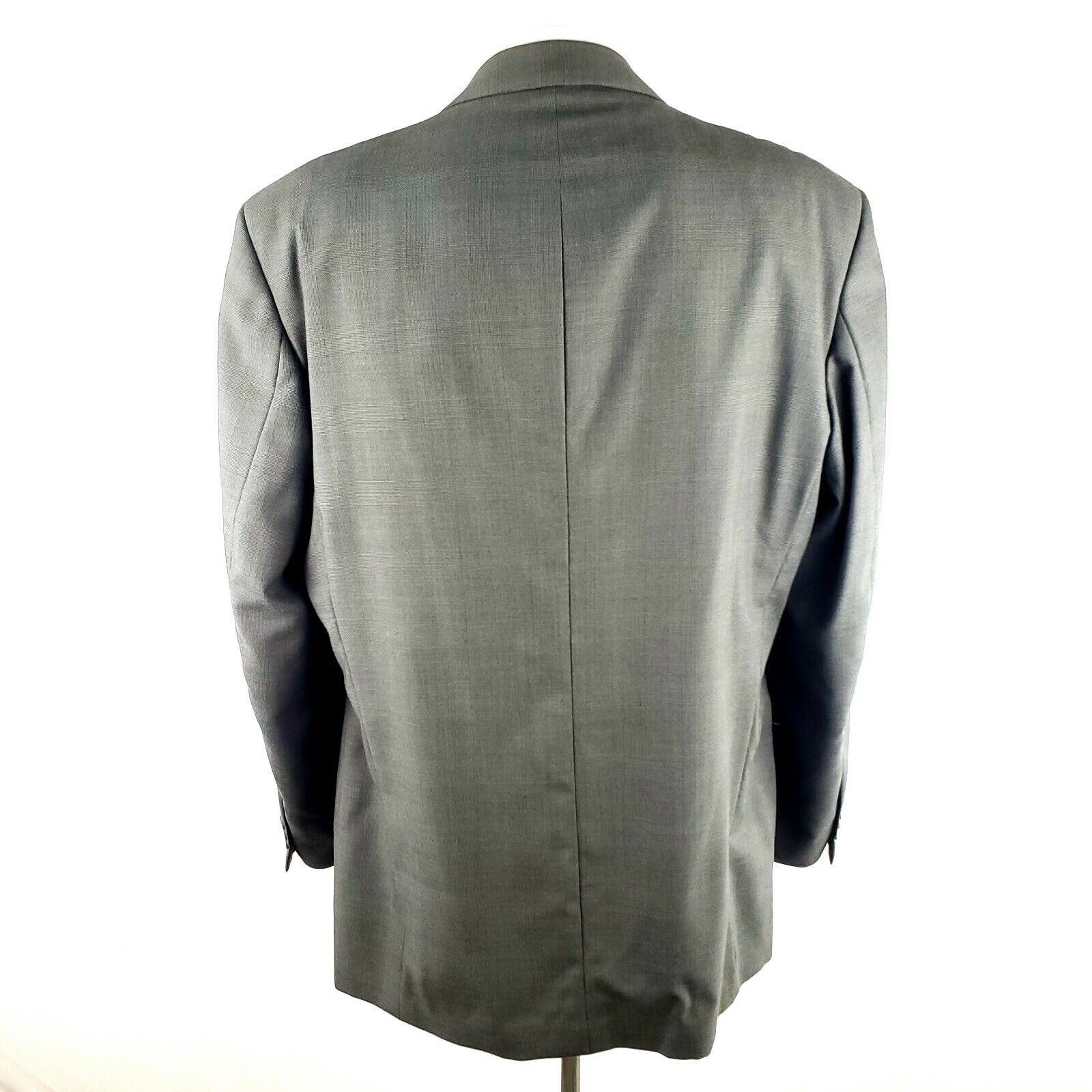 Yves Saint Laurent Yves Saint Laurent 44L 2 Button Sharkskin Check Wool Gray Bl Size 44L - 6 Thumbnail