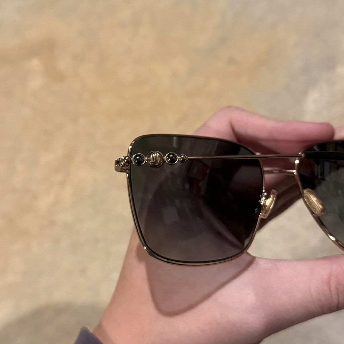 Jimmy Choo Jimmy Choo Hester Gradient Lens Square Frame Sunglasses Gold Size ONE SIZE - 10 Thumbnail