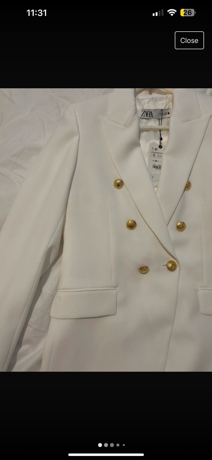 Zara White blazer embellished gold buttons Size S / US 4 / IT 40 - 2 Thumbnail