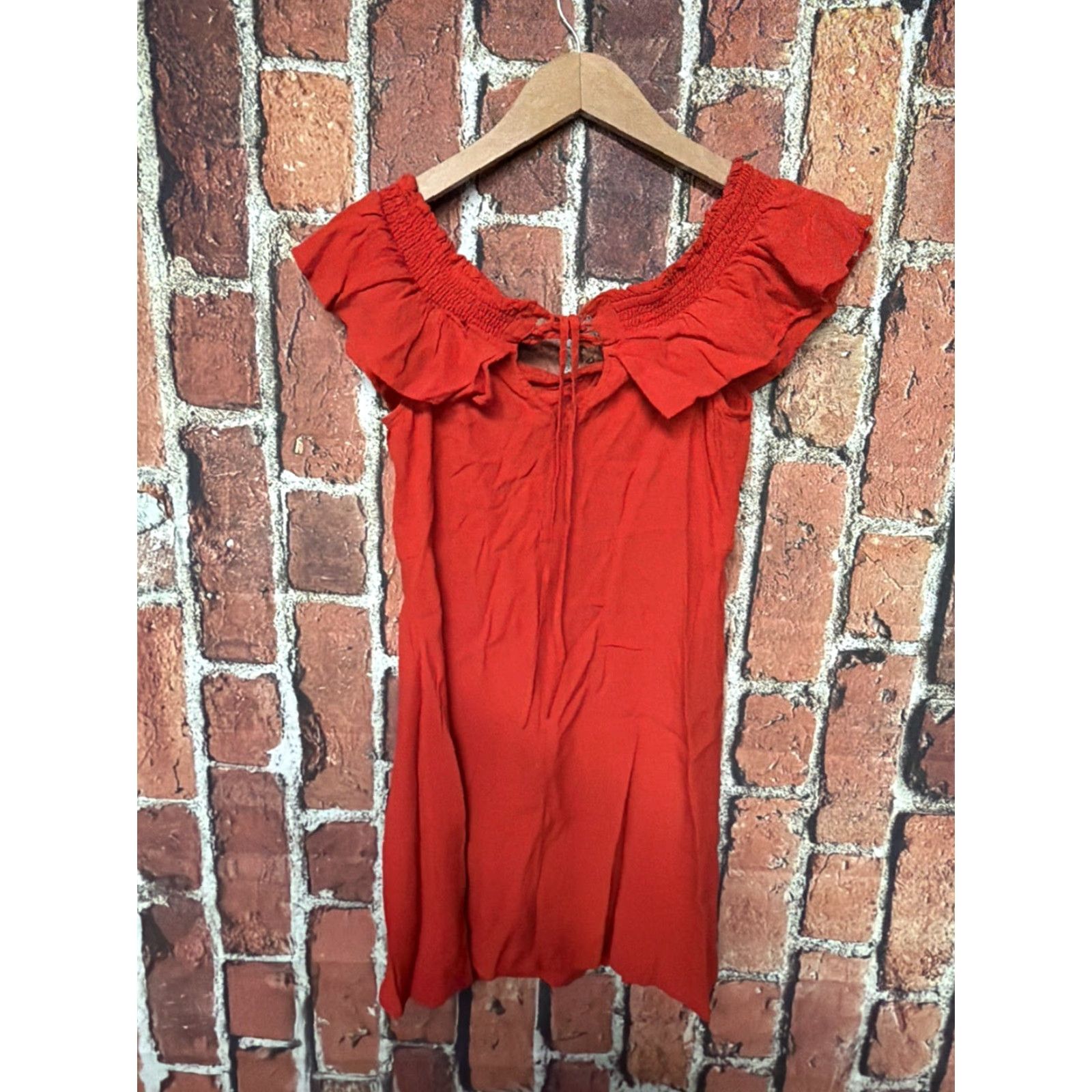 Express Express Women's Red Off Shoulder Short Sleeve Dress Size 12 Size 34" / US 12 / IT 48 - 3 Thumbnail