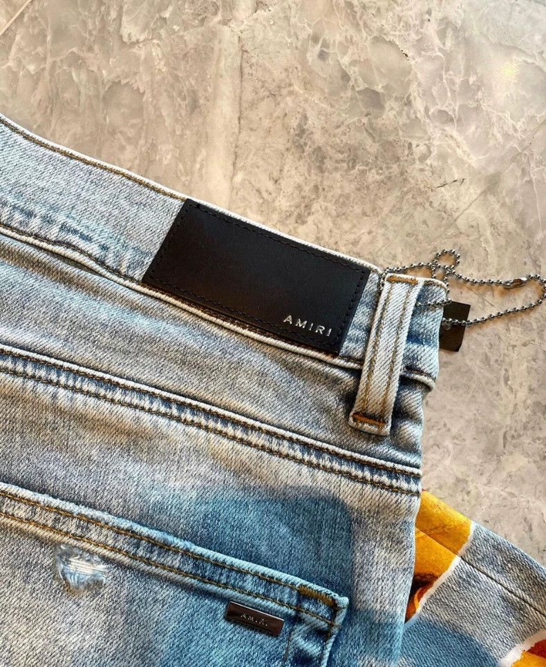 Amiri Amiri 21aw Playboy joint spliced blue denim pants Size US 34 / EU 50 - 3 Thumbnail