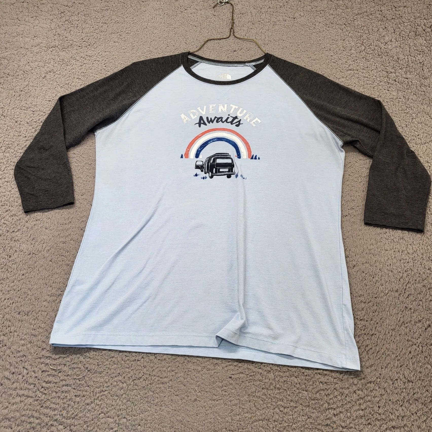 The North Face The North Face T-Shirt Women's XXL Blue Raglan "Adventure Awaits" Camper Shirt Womens Regular Size 2XL Blue Raglan Sleeve, Outdoor, Casual Size XXL / US 16-18 / IT 52-54 - 5 Thumbnail