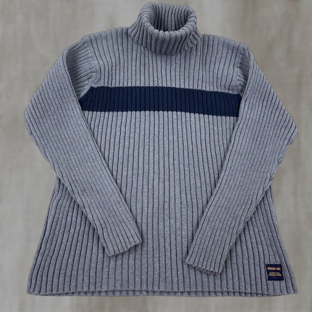 American Eagle Outfitters VINTAGE American Eagle Sweater Women XL Gray Chunky Knit Turtleneck Long Sleeve All Seasons Classic Preppy Size XL / US 12-14 / IT 48-50 - 1 Thumbnail