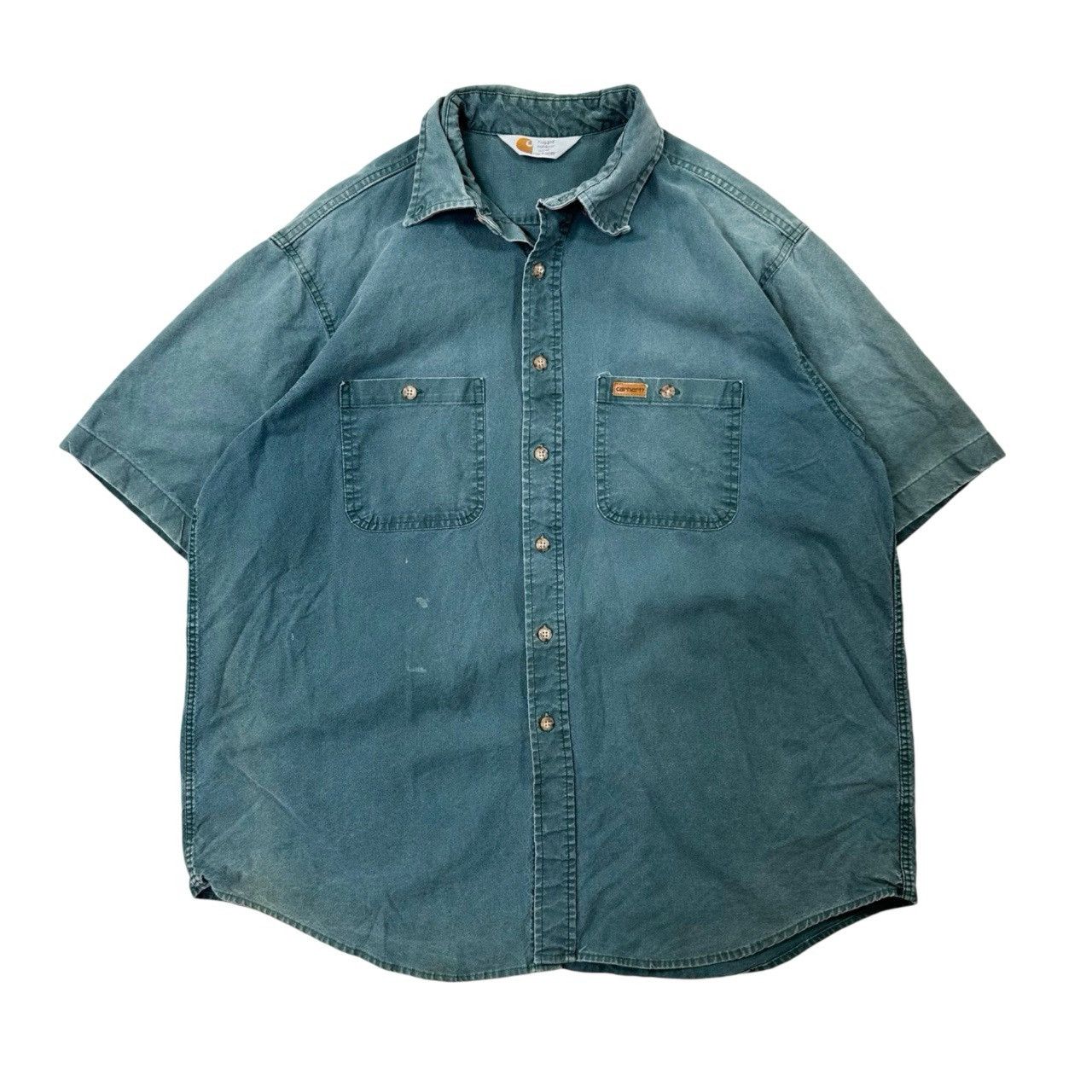 Vintage Vintage Denim Carhartt Green Wash Button Up Short Sleeve Size US L / EU 52-54 / 3 - 1 Thumbnail