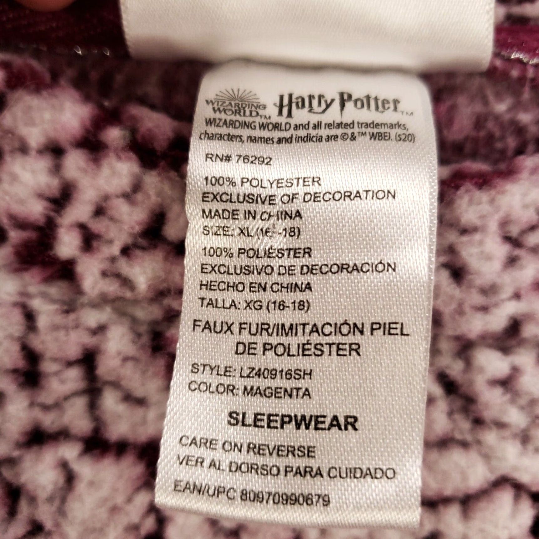Vintage Wizarding Harry Potter Hogwart Sweater Womens XL Thick Pile Sherpa Sleepwear Size XL / US 12-14 / IT 48-50 - 7 Thumbnail