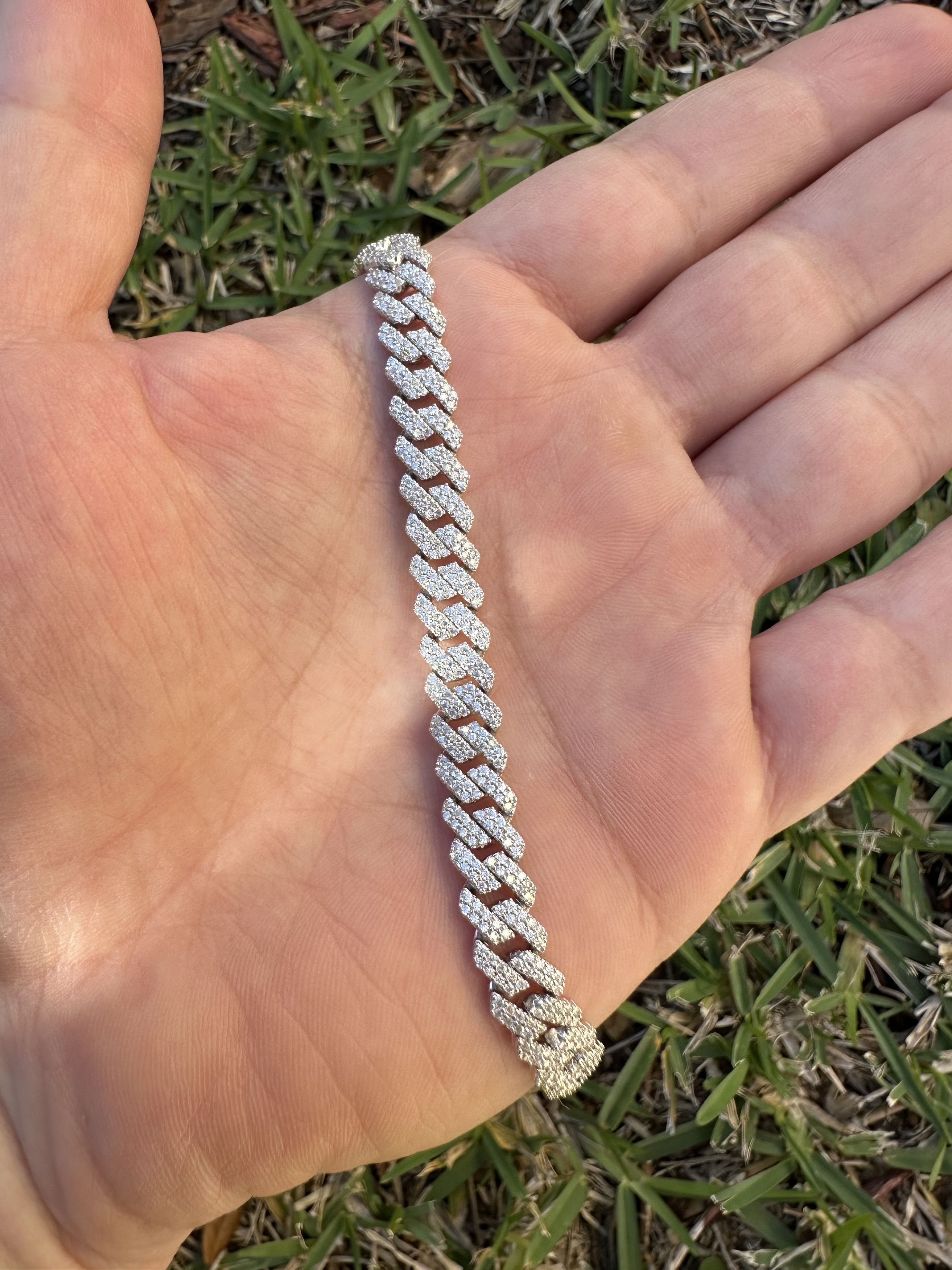 Jewelry Moissanite VVS 6.5 inch 8mm Cuban bracelet Sterling Silver Size ONE SIZE - 8 Thumbnail