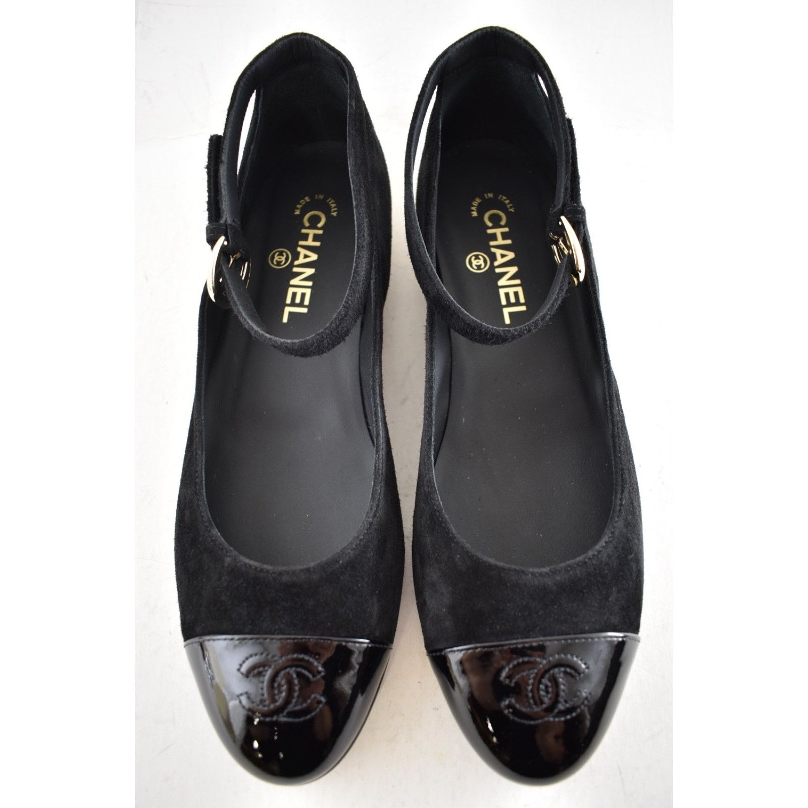 Chanel Chanel Black Suede Patent CC Mary Jane Flat 40 Size US 9 / IT 39 - 7 Thumbnail
