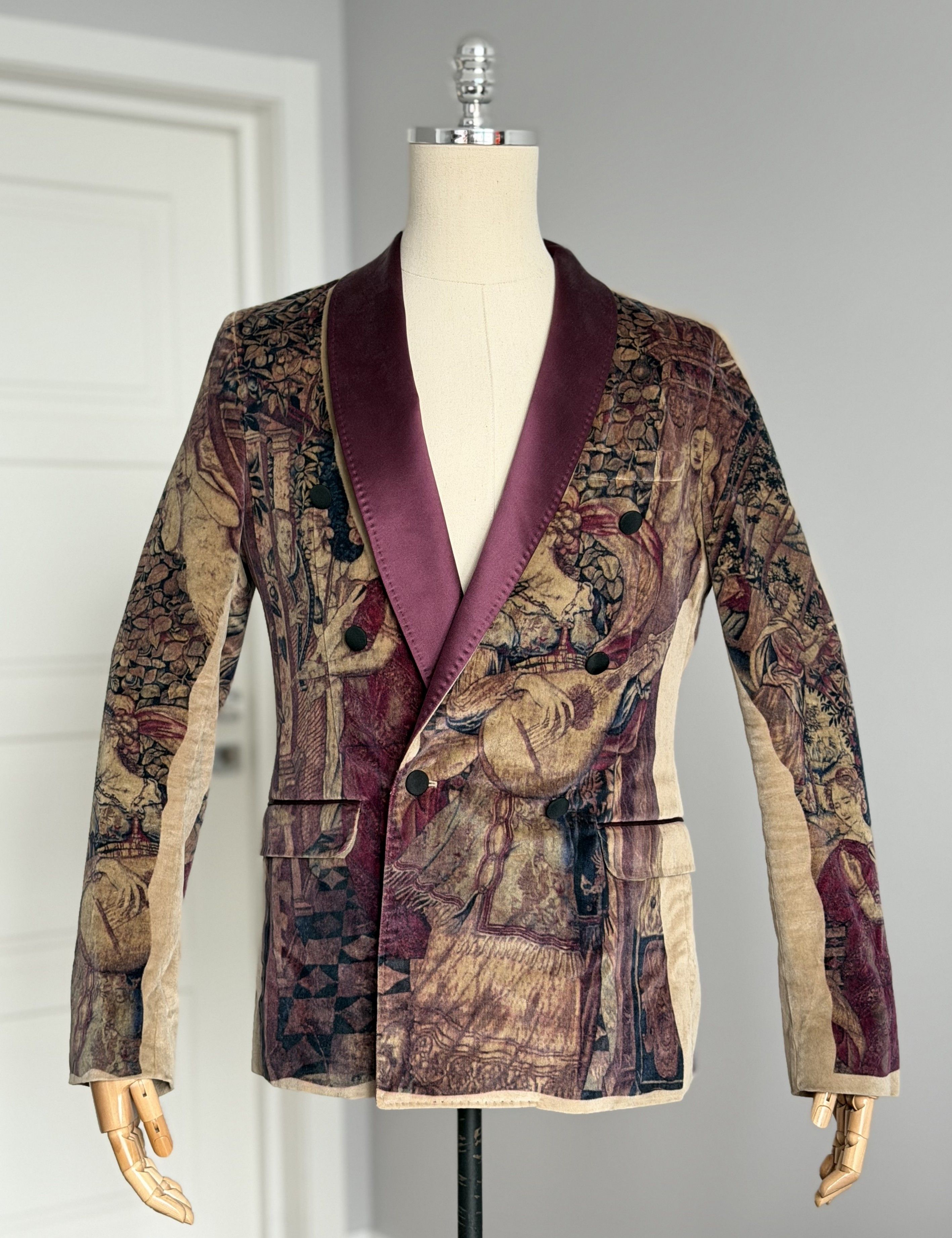 Dolce & Gabbana DOLCE & GABBANA Velvet Blazer Jacket Fresco Renaissance Size 48R - 1 Thumbnail