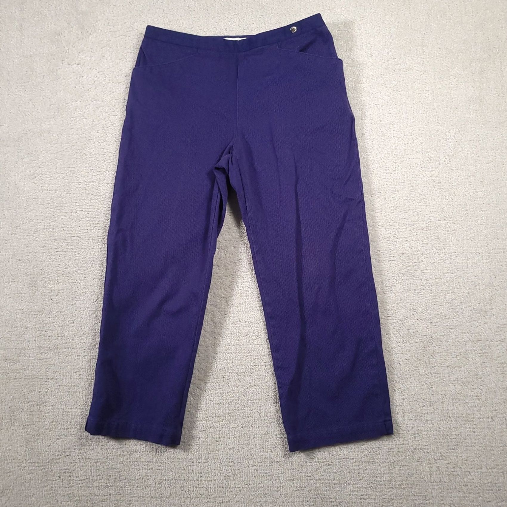 Vintage Lizgolf Pants Womens 6 Purple Audra Cotton Blend Golf Golfer Pants Regular Purple Plaid Belted Pockets 24in Inseam Size 28" / US 6 / IT 42 - 2 Thumbnail