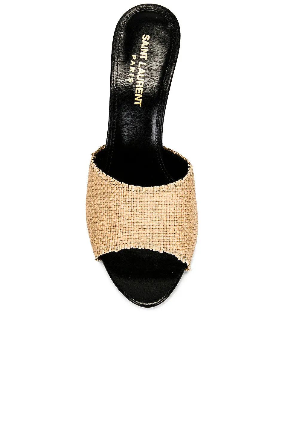 Saint Laurent Paris o1b1hav110724 LA 16 Mules in Raffia in Camel & Black Size US 11 / IT 41 - 4 Thumbnail
