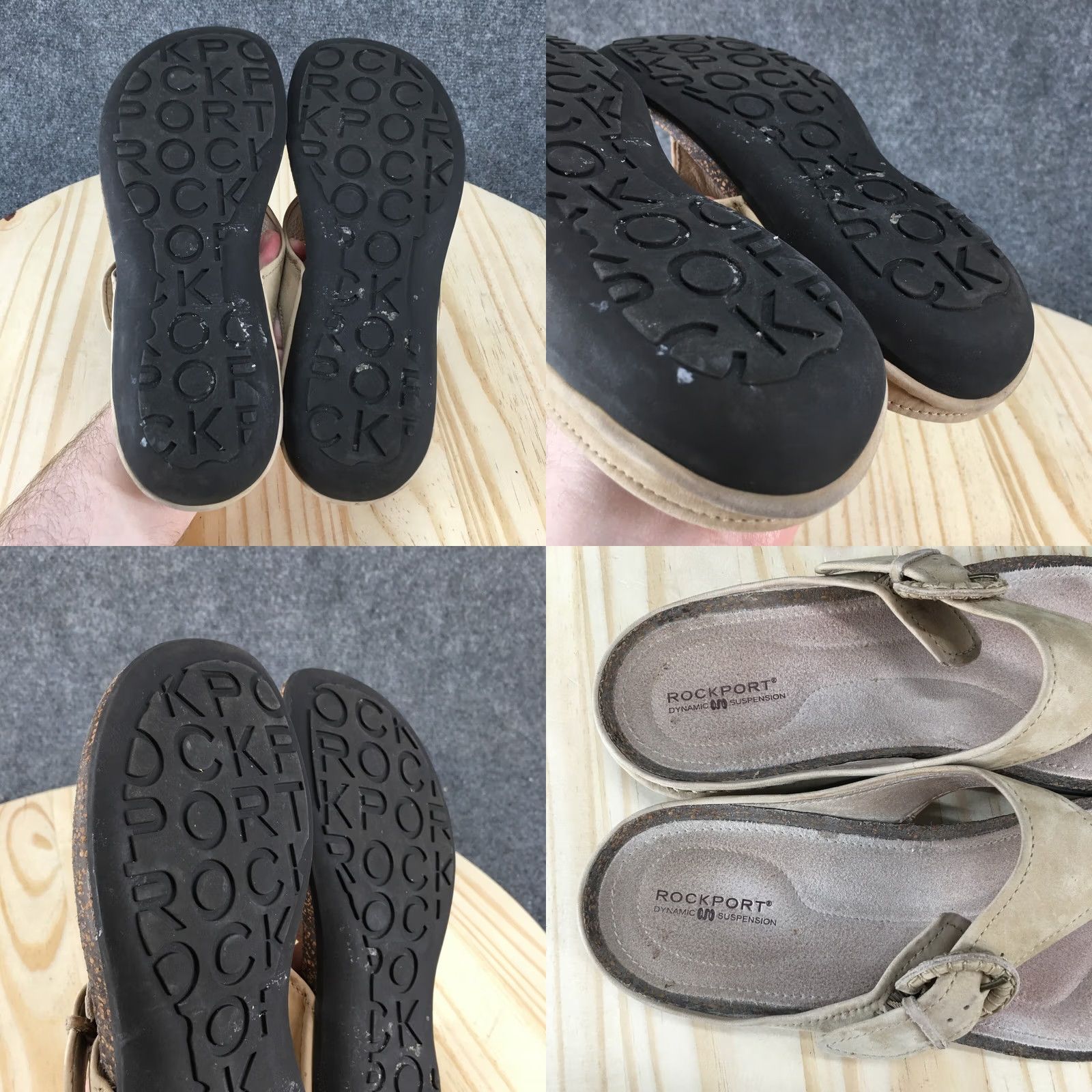 Rockport Rockport Sandals Womens 8.5 M Thong Beige Leather Toe-Post Comfort Casual Flats Size US 9 / IT 39 - 9 Thumbnail