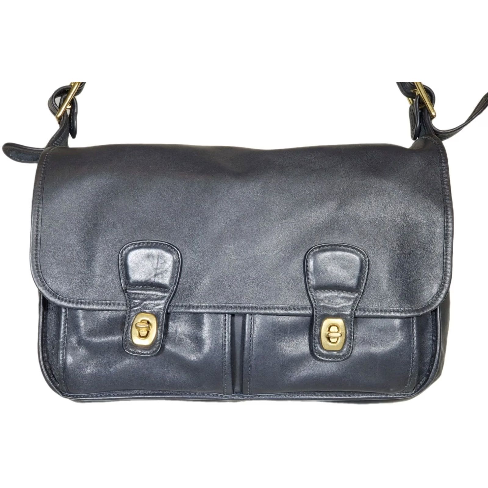 Coach VINTAGE Coach Limited Edition Reissue Field Bag 18000 Dark Navy Blue Leather Crossbody Women Medium Adjustable Strap Size ONE SIZE - 3 Thumbnail