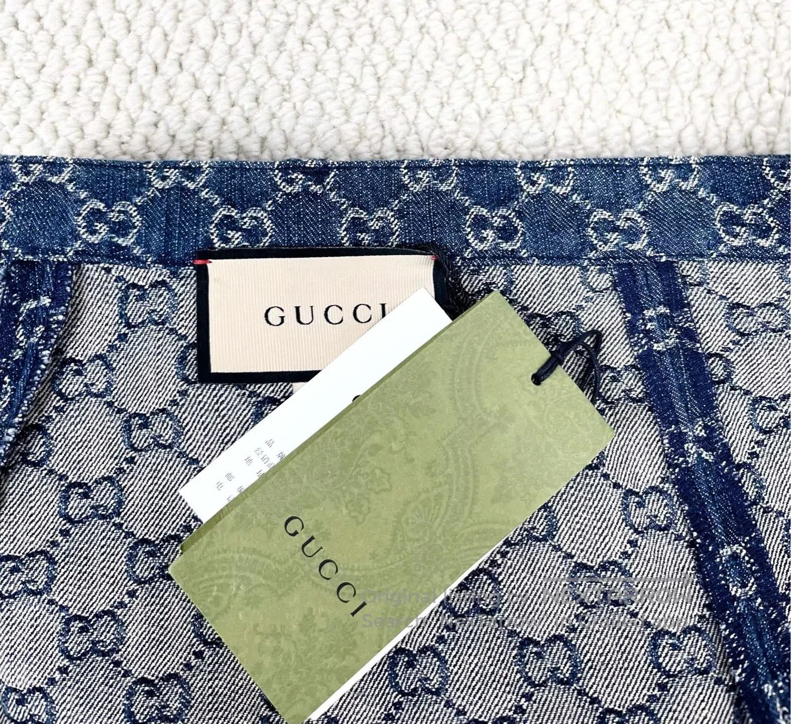 Gucci Guicci Washed Patchwork Pocket All-Over Print Denim Shorts Size 39" - 3 Thumbnail