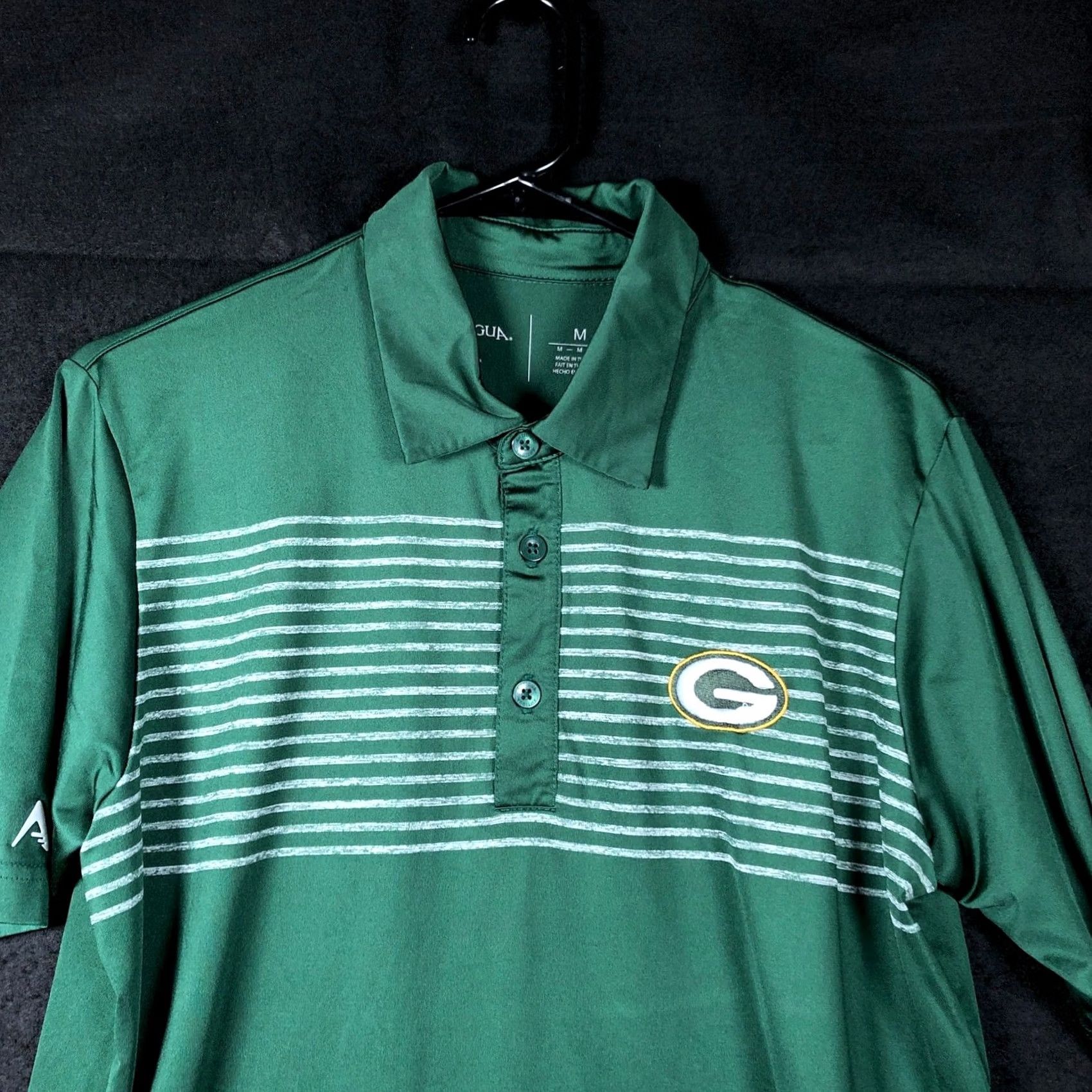 Vintage Antigua Mens Polo Green White Striped Green Bay Packers Short Sleeve Stretch M Shirt Size US M / EU 48-50 / 2 - 2 Thumbnail