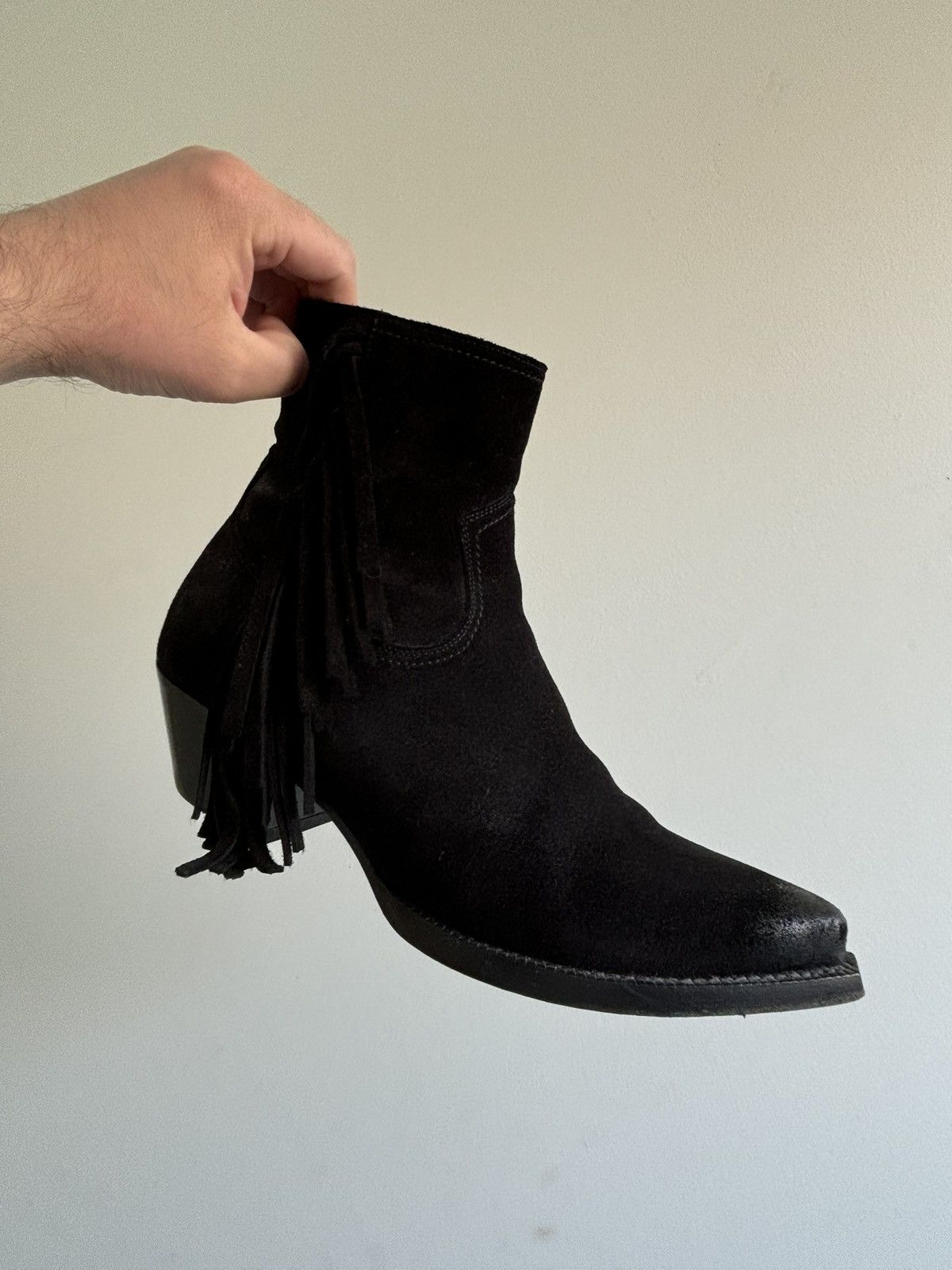 Saint Laurent Paris Saint Laurent Black Fringed Lukas Boots Size US 8 / EU 41 - 14 Thumbnail