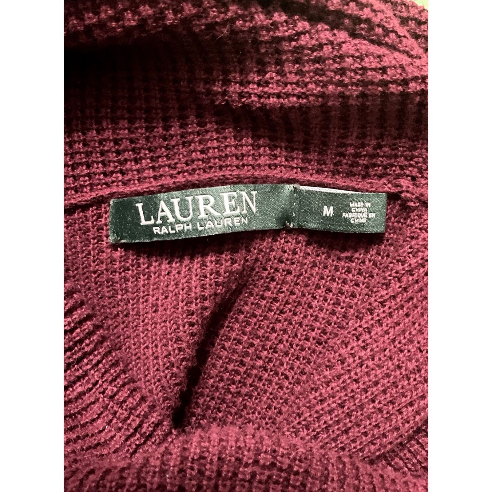 Ralph Lauren VINTAGE Ralph Lauren Womens Ribbed Turtleneck Sweater M Maroon Regular Slim Knit Pullover Long Sleeve Fall Winter Knit Cotton Blend Machine Washable Size M / US 6-8 / IT 42-44 - 5 Thumbnail