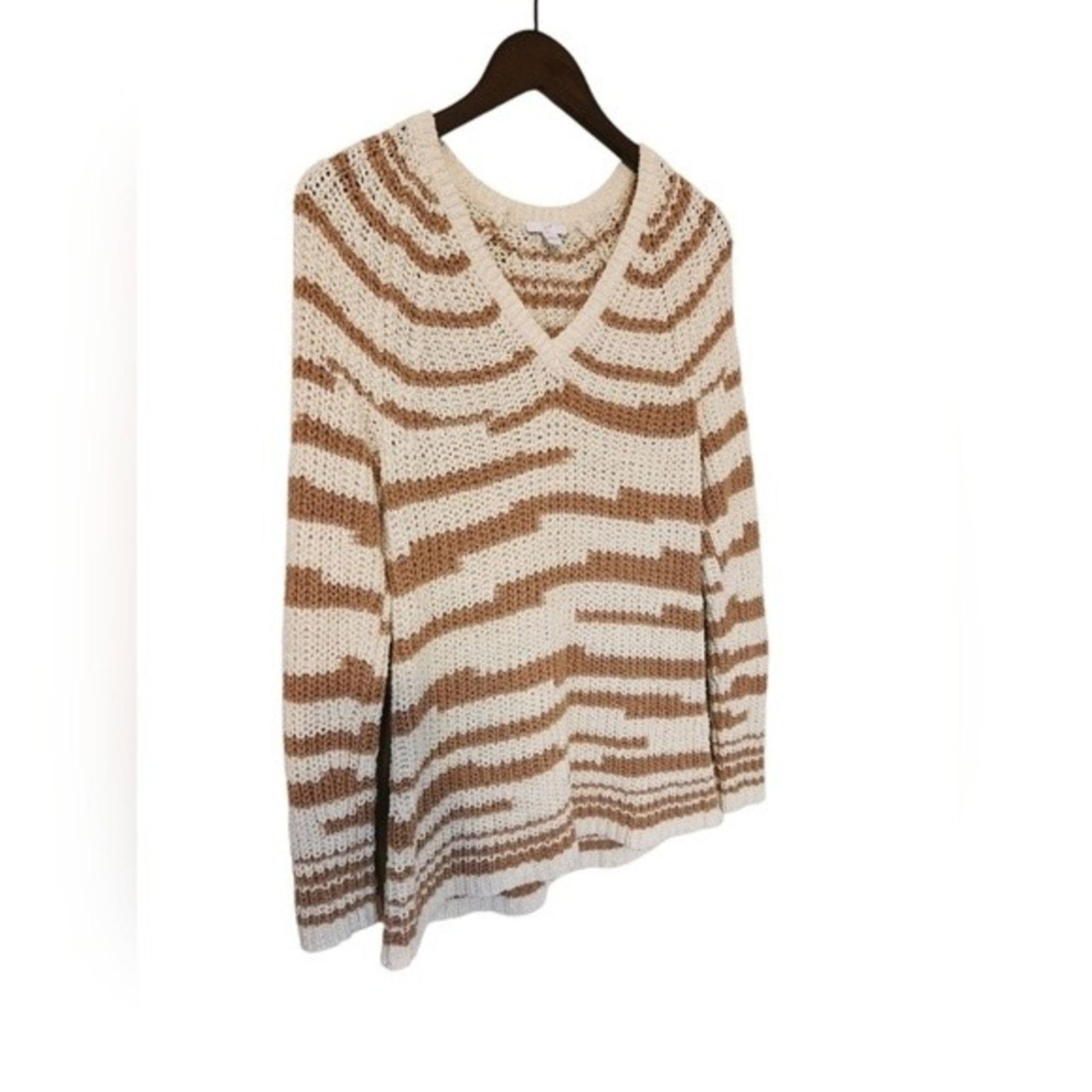 J. Jill J. Jill Chunky Knit Neutral Stripe Sweater Small 100% cotton Size S / US 4 / IT 40 - 7 Thumbnail