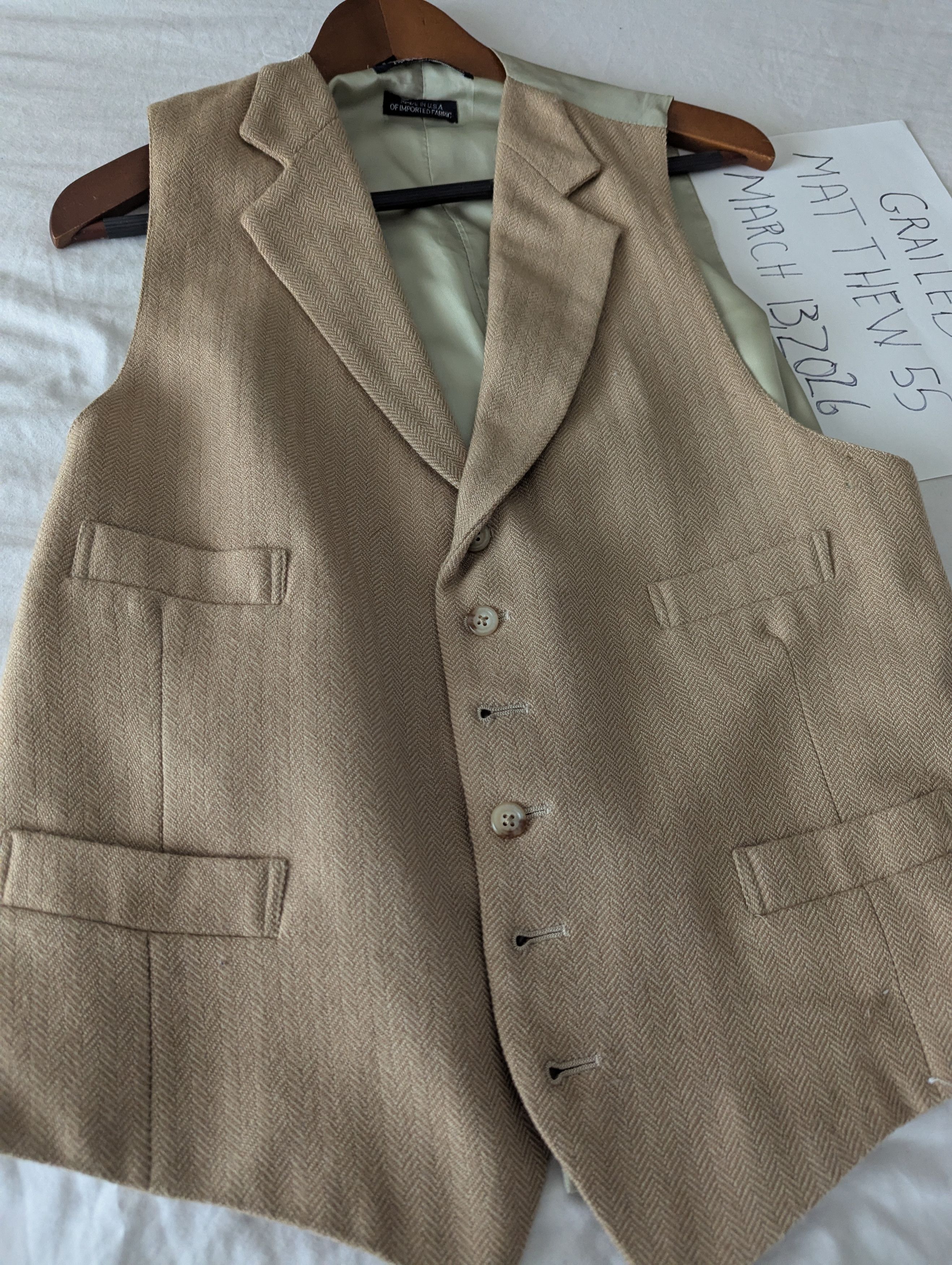 Polo Ralph Lauren Vintage Herring bone Vest Size 42R - 5 Thumbnail