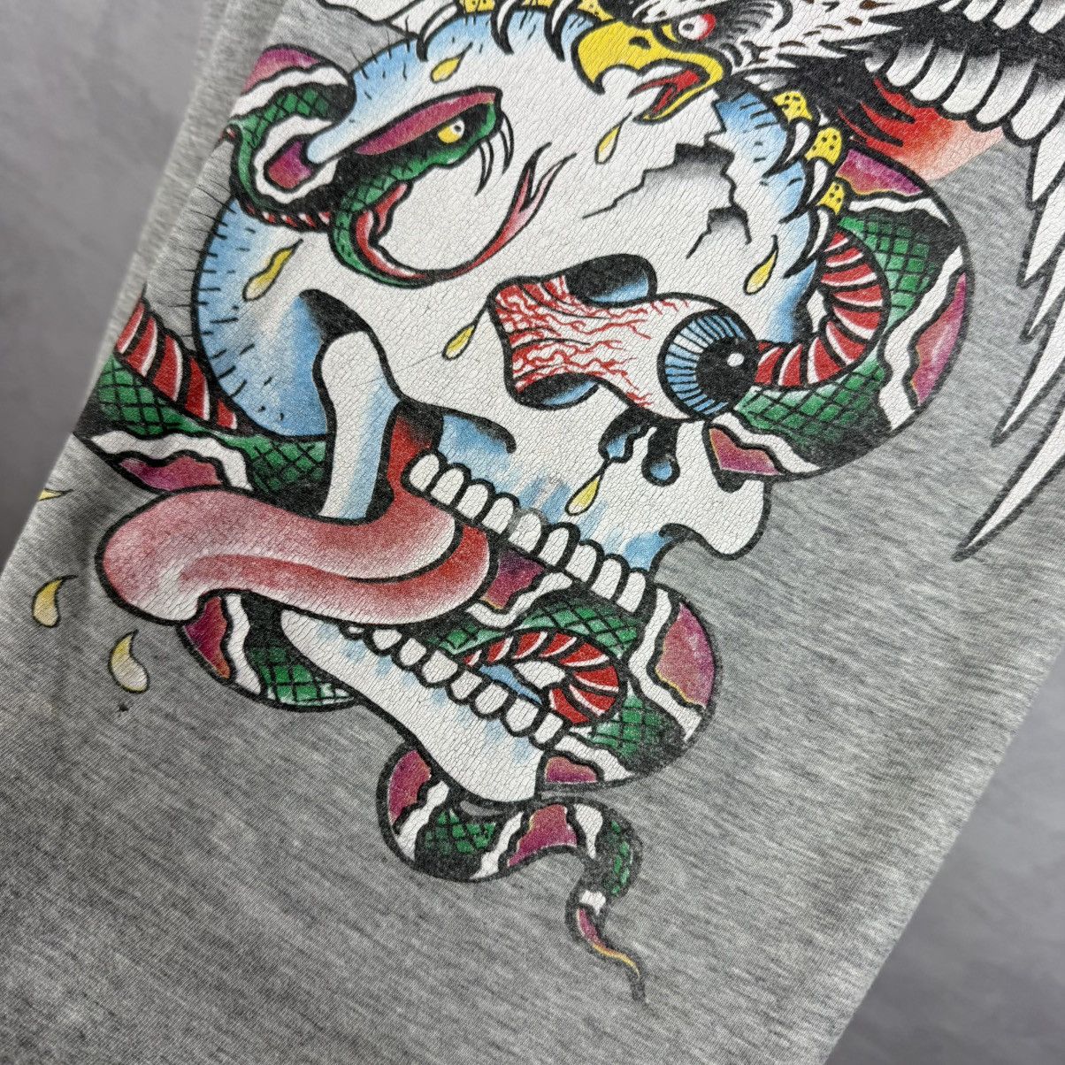 Christian Audigier × Ed Hardy × Vintage Vintage Ed Hardy By Christian Audigier Skull Eagle T-Shirt Size US L / EU 52-54 / 3 - 10 Thumbnail
