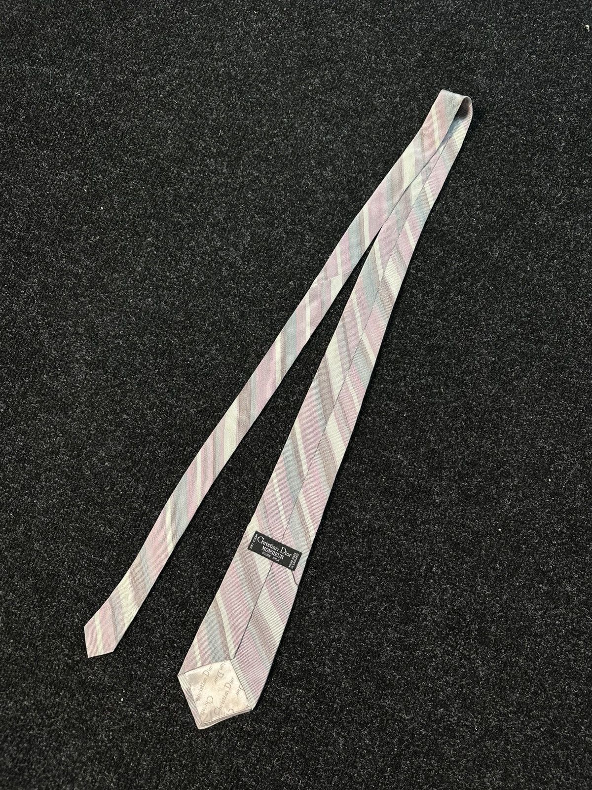 Christian Dior Monsieur Christian Dior Pastel Stripe Silk Tie Made in England Size ONE SIZE - 5 Thumbnail