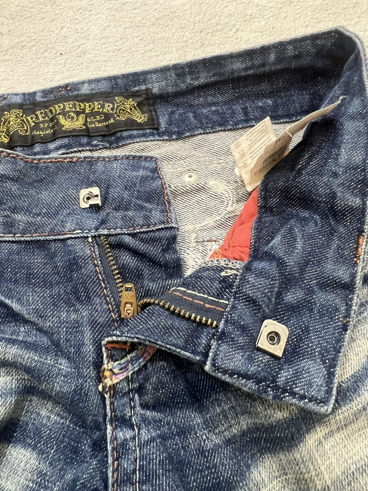 If Six Was Nine 2000s Red Pepper Studded Embroidery Flare Wash Jeans y2k Lgb Size US 28 / EU 44 - 6 Thumbnail