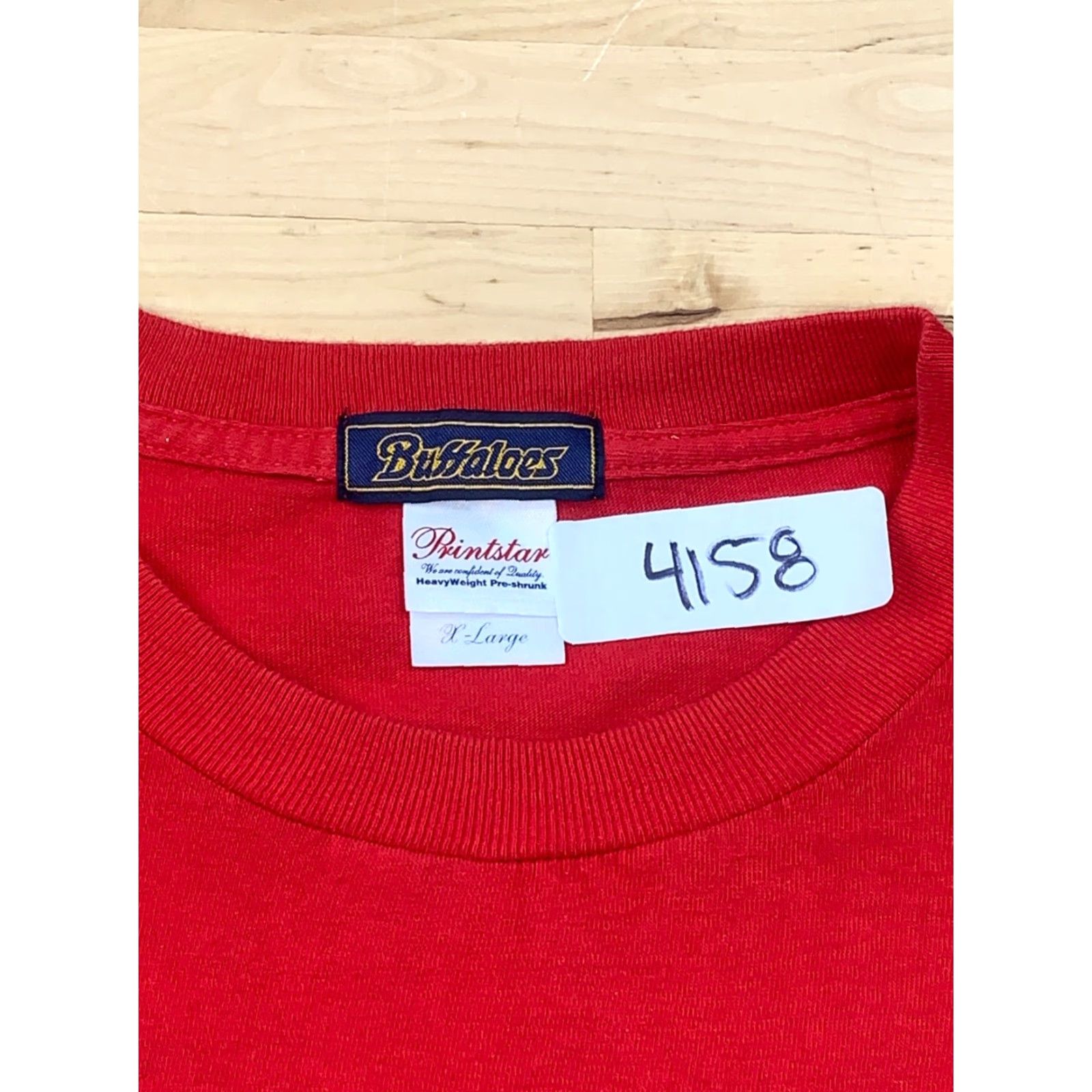 Vintage Naniwa Bs Red T Shirt Japan Casual Short Sleeve XL Buffaloes Men Crew Neck T-Shirt Art 4158 Size US XL / EU 56 / 4 - 4 Thumbnail