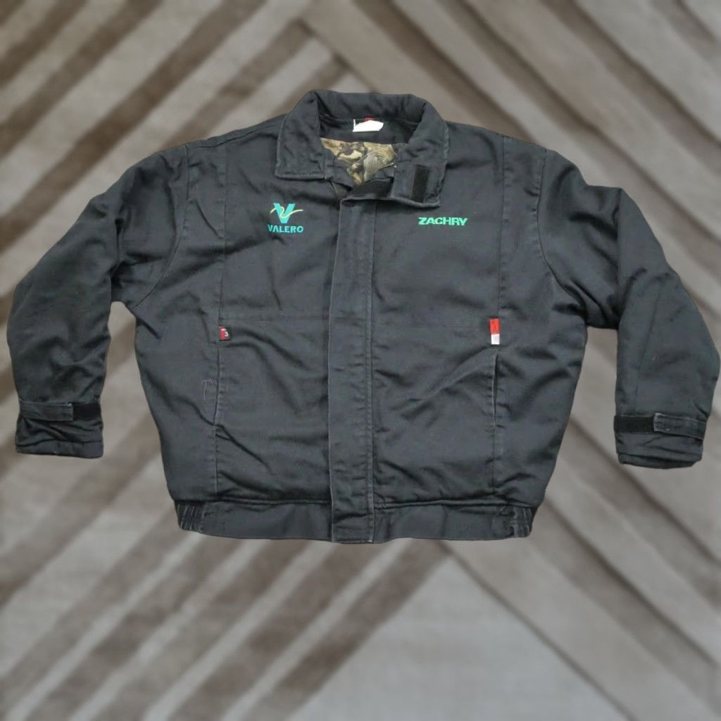 GAS Valero Jacket Mens XL Black Camo Quilt Lined Gas Station Coat Employee Saf Tech Size US XL / EU 56 / 4 - 1 Thumbnail
