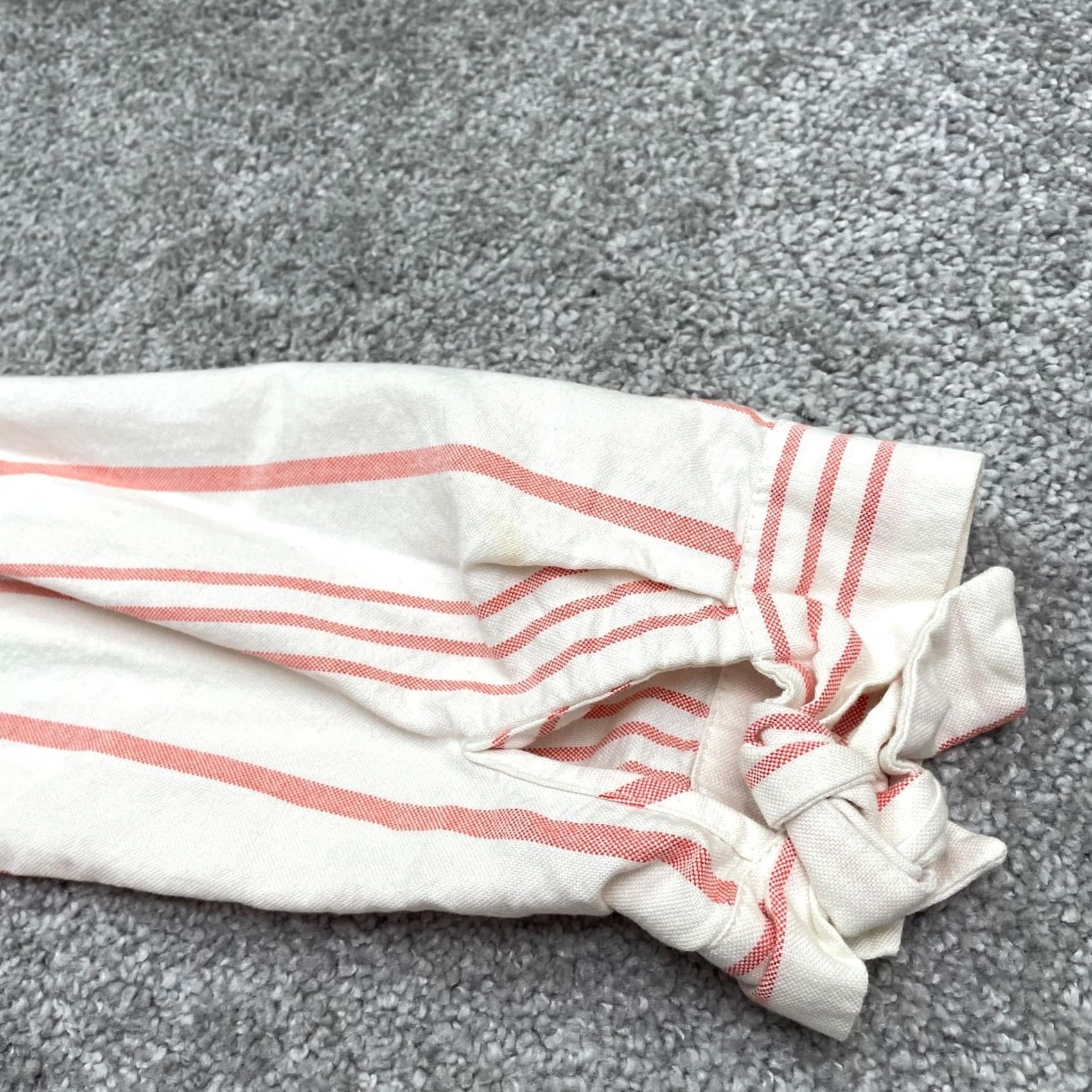 J.Crew J.Crew Shirt Womens XXS White Peach Striped Collarless Long Sleeve Button-Up Casual Size XXS / US 00 / IT 34 - 5 Thumbnail