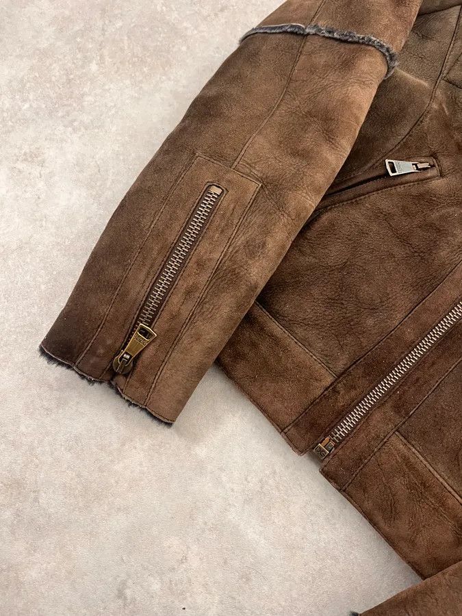 Dolce & Gabbana 2000s Dolce & Gabbana Aviator Shearling Brown Leather Jacket Size M / US 6-8 / IT 42-44 - 6 Thumbnail