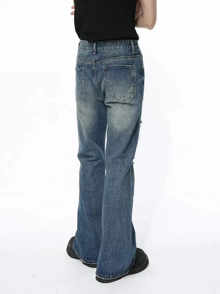 Japanese Brand Retro loose straight leg ripped jeans Size US 32 / EU 48 - 3 Thumbnail