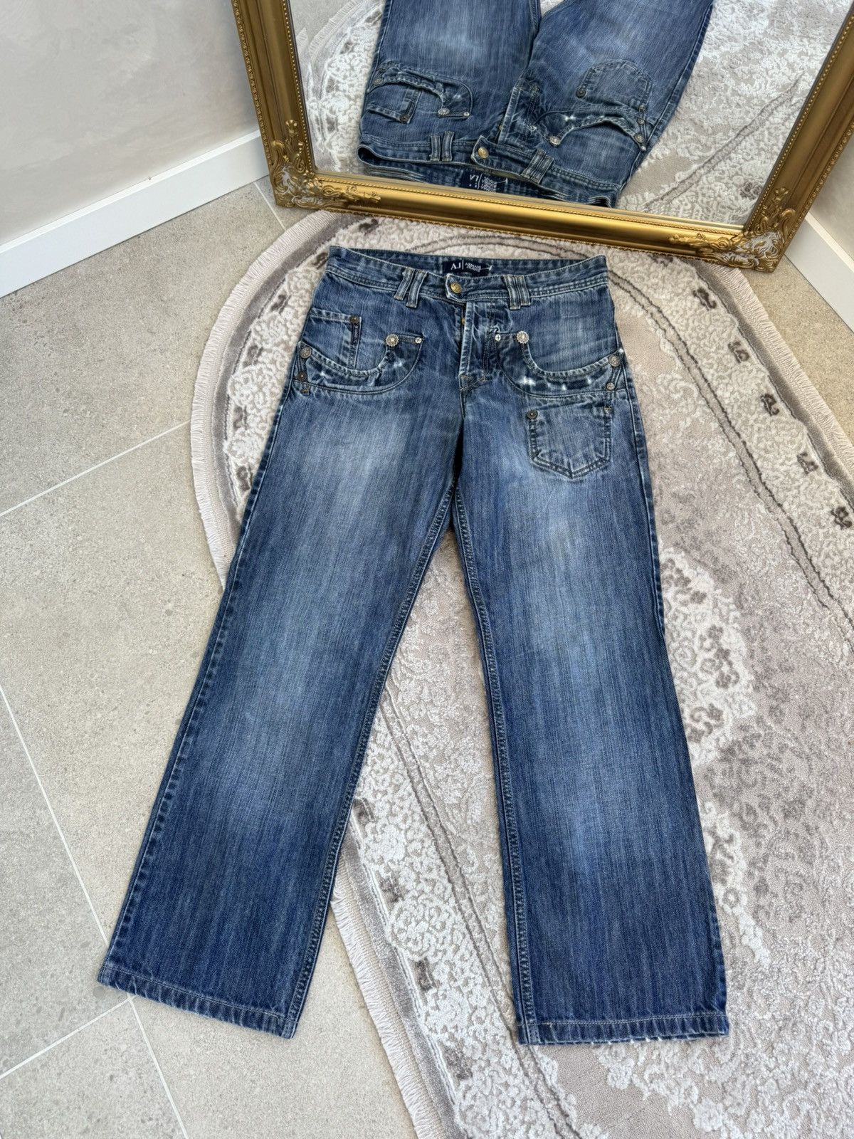 Giorgio Armani 🔥VINTAGE 90s CRAZY ARMANI JEANS Y2K BAGGY CARGO PANTS Size US 30 / EU 46 - 6 Thumbnail